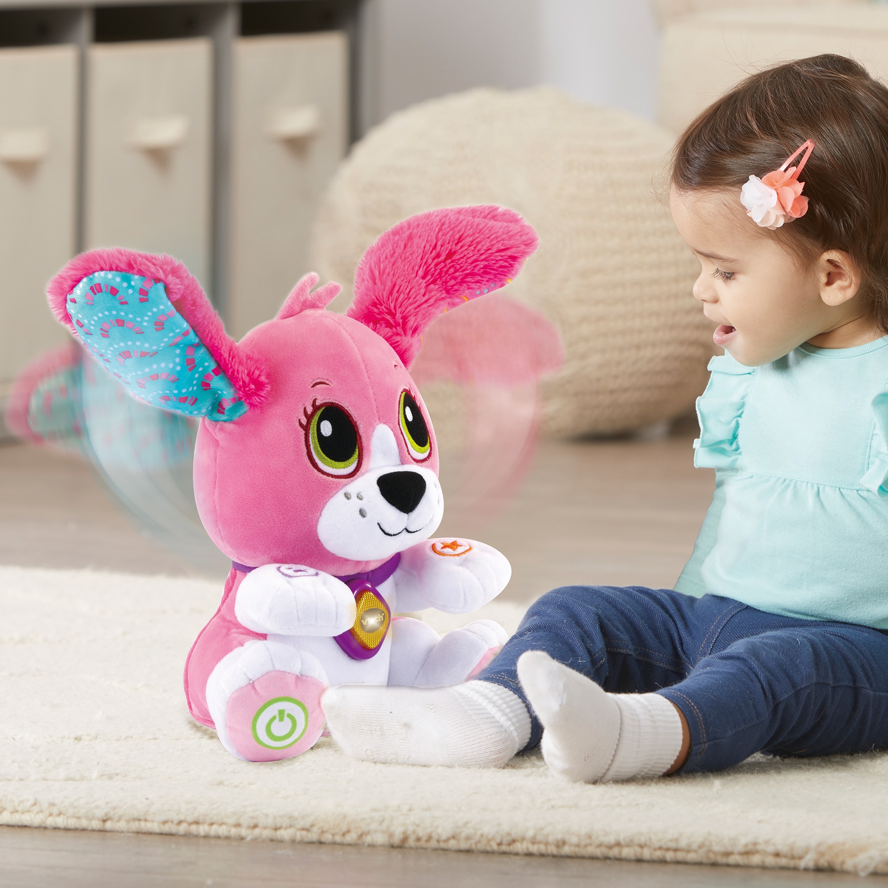 Sira la perrita interactiva color Rosa Peluche educativo que mueve las orejas y repite lo que dices VTech Baby 4
