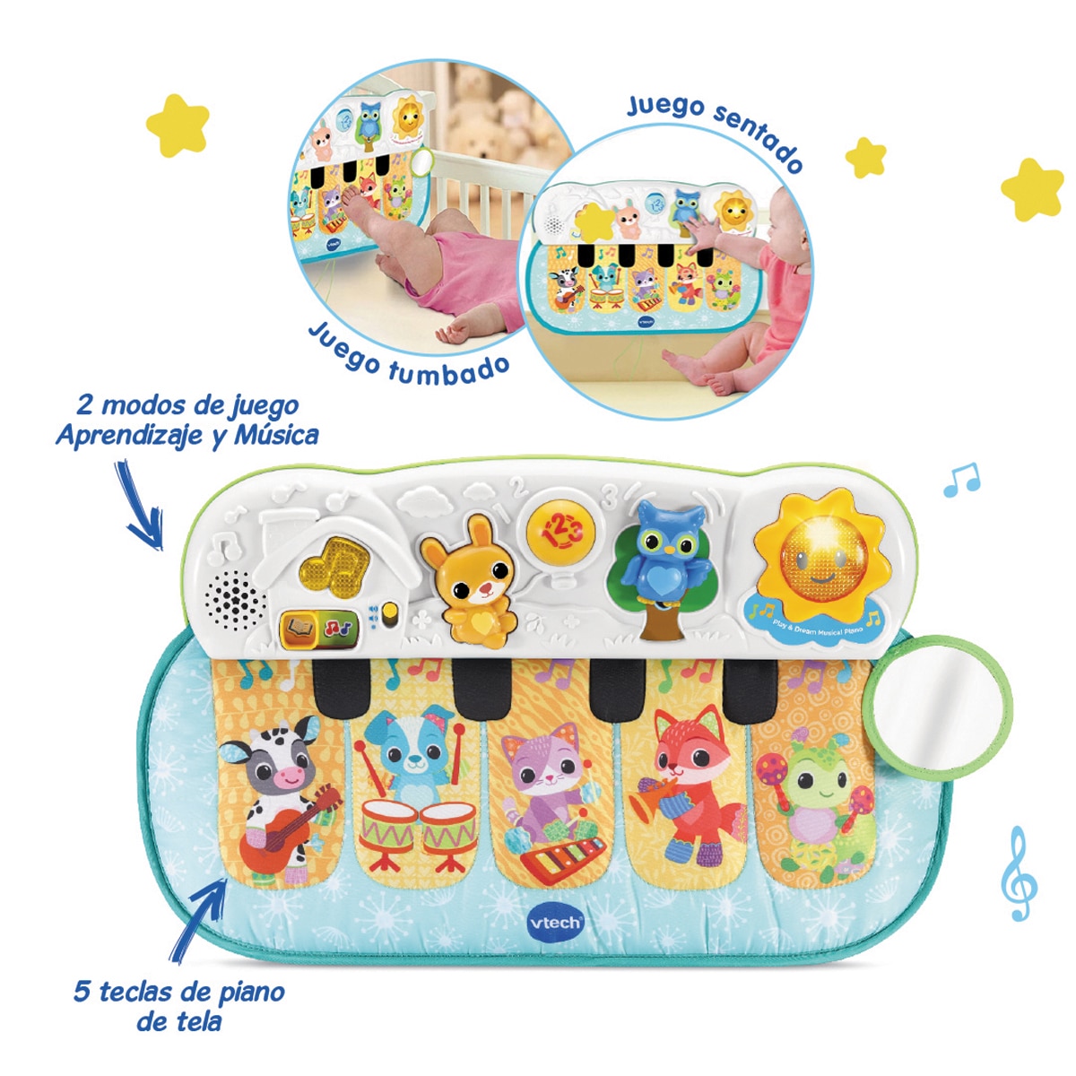 Juguete educativo Piano bebé pataditas musicales VTech Baby 2