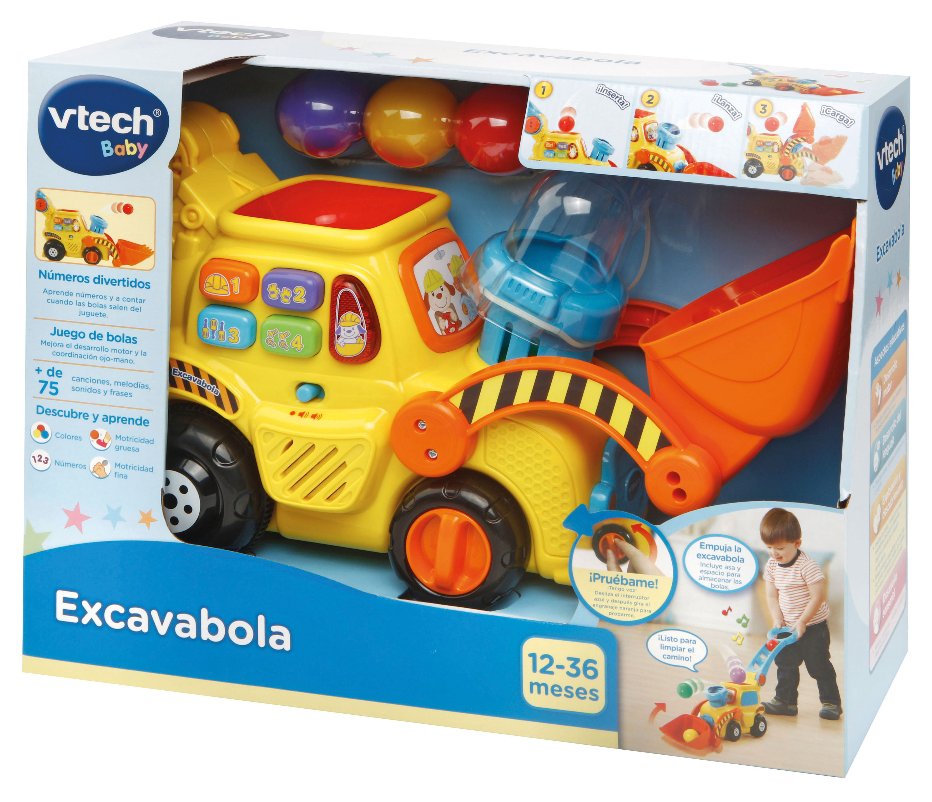 Juguete de arrastre interactivo Excavabola con bolas que enseña colores VTech Baby 4