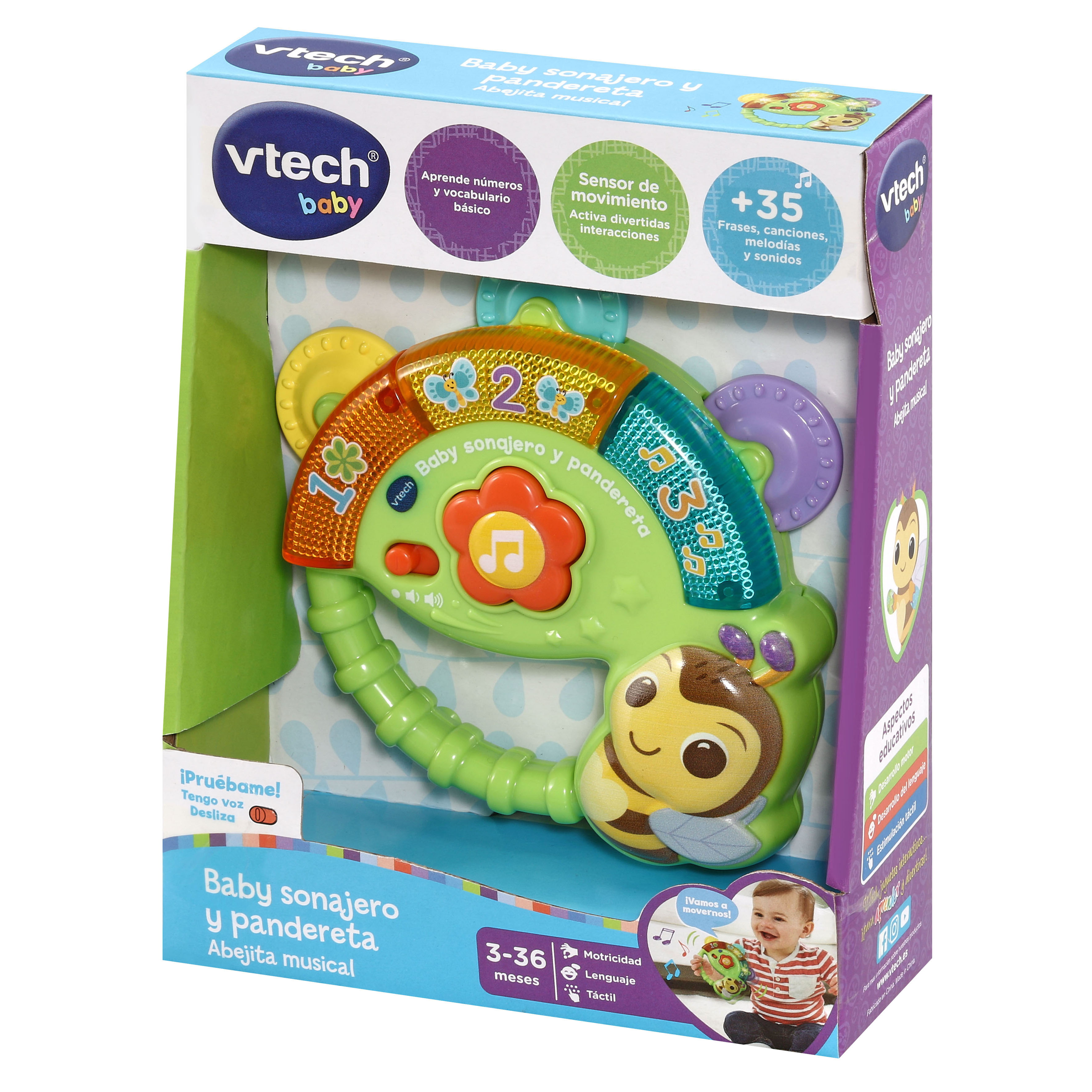 Juguete para bebés Baby sonajero y pandereta, Abejita musical interactiva para agitar VTech Baby 4