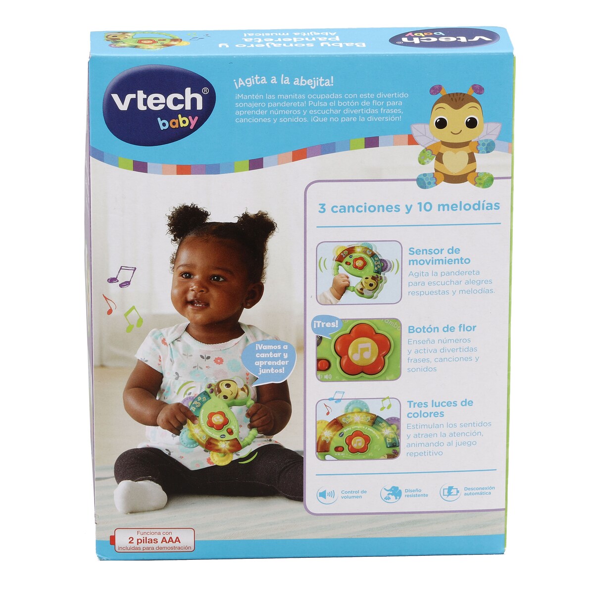VTech – Sonajero Y Pandereta Musical Abejita, Juguete Interactivo Con Luces Y Sensor De Movimiento Para Bebés +3 Meses