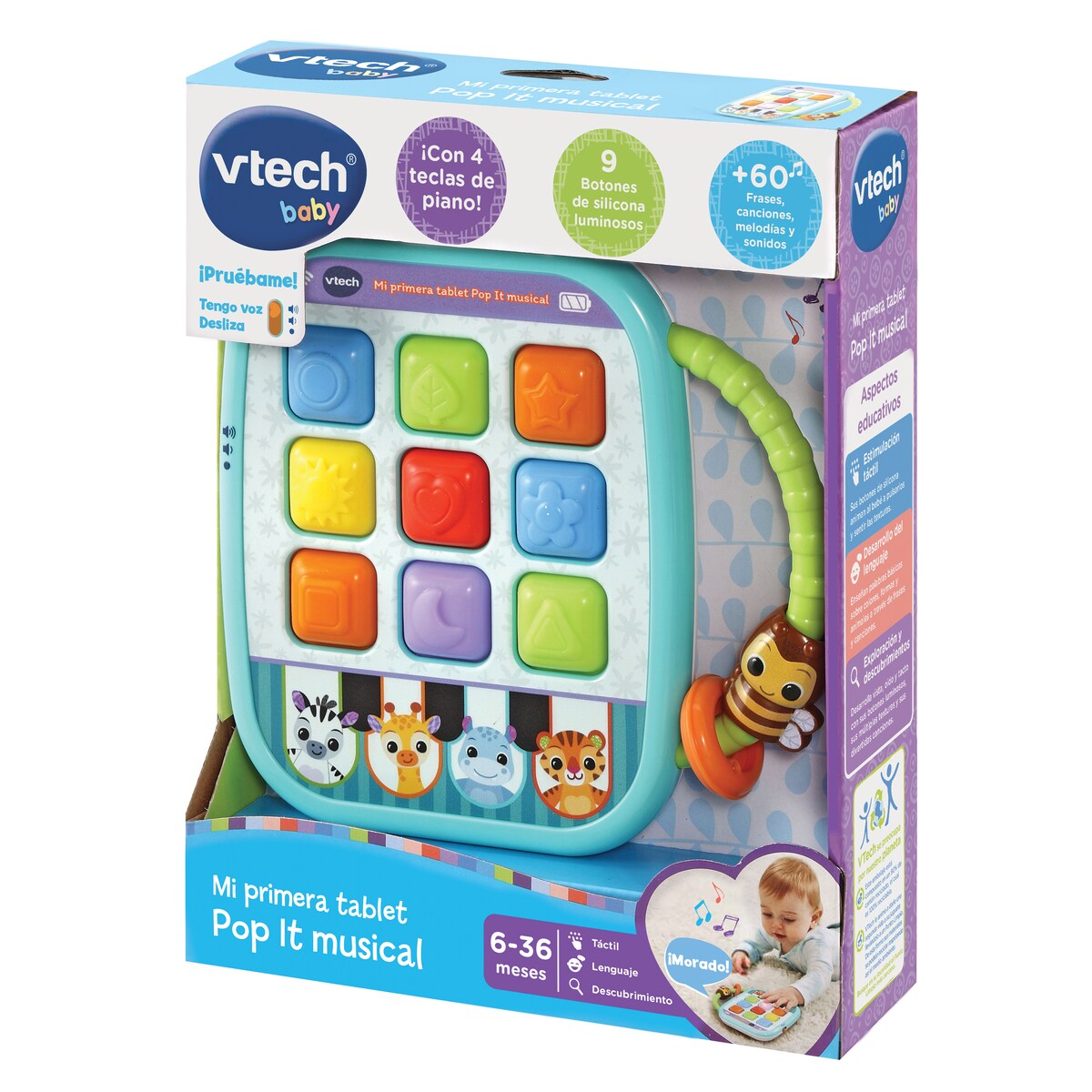 Juguete para bebés Mi primer tablet Pop It musical, Tableta infantil interactiva VTech Baby 5