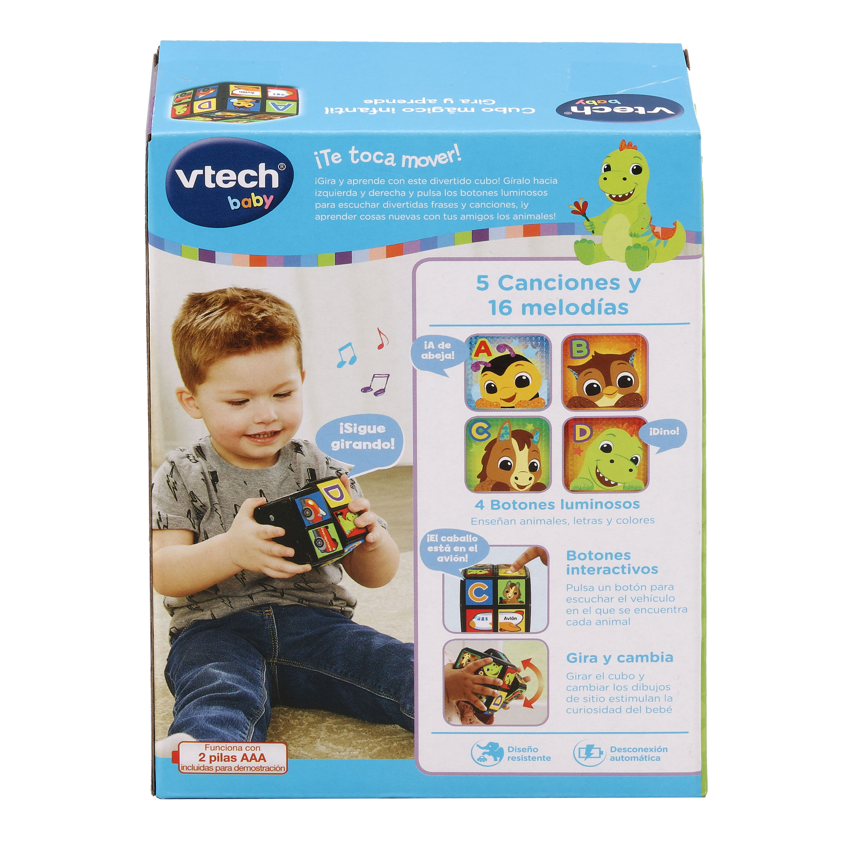 Juguete de actividades interactivo para bebés Cubo mágico Gira y aprende, Cubo de rubik infantil VTech Baby 5