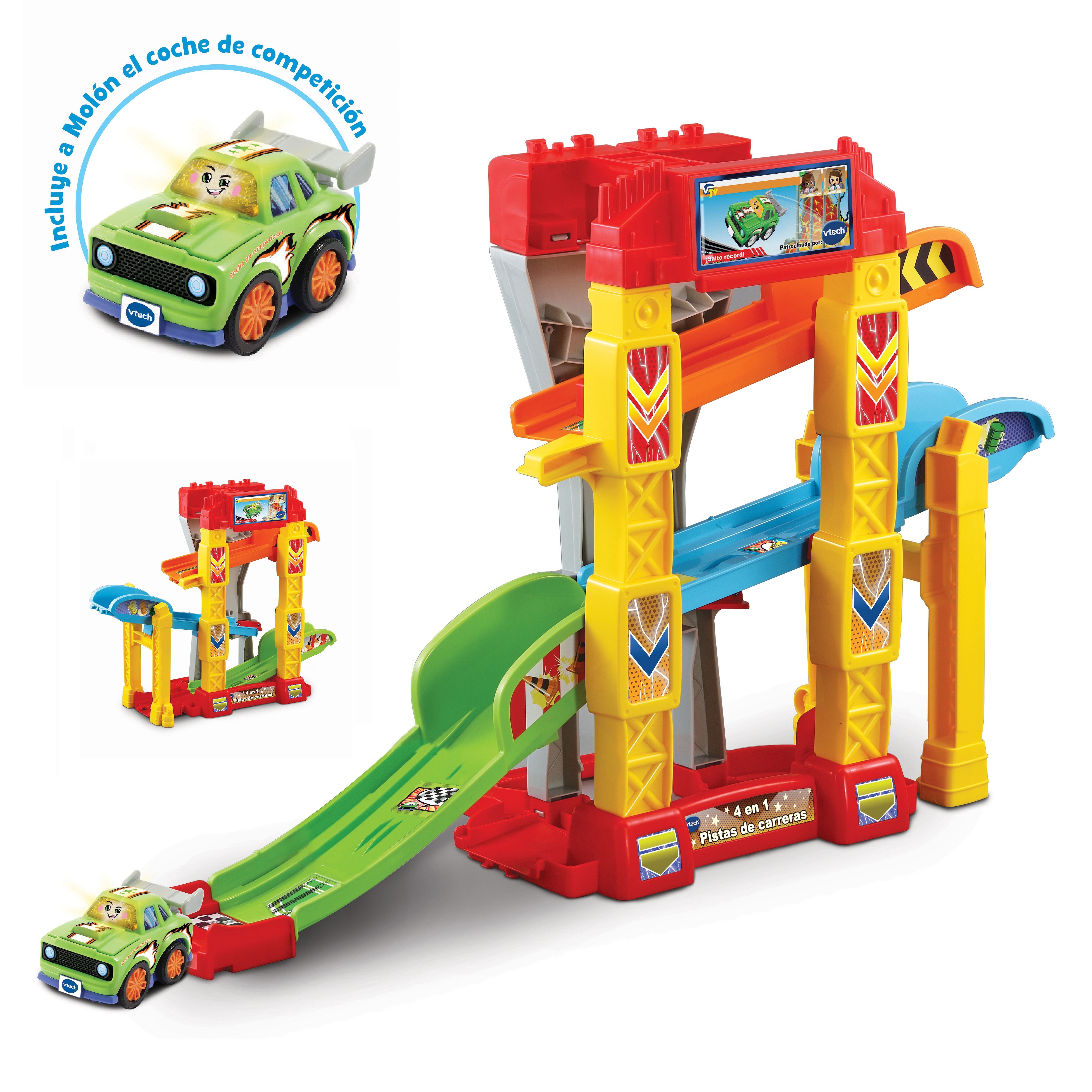 VTech – Pistas de carreras 4 en 1 TutTut Bólidos, Circuito de coches interactivo VTech Baby.