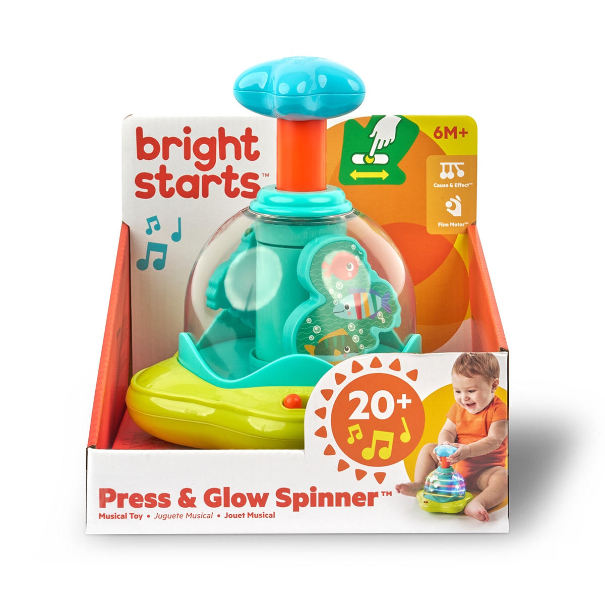 Juguete musical Press & Glow Spinner Bright Stars 6