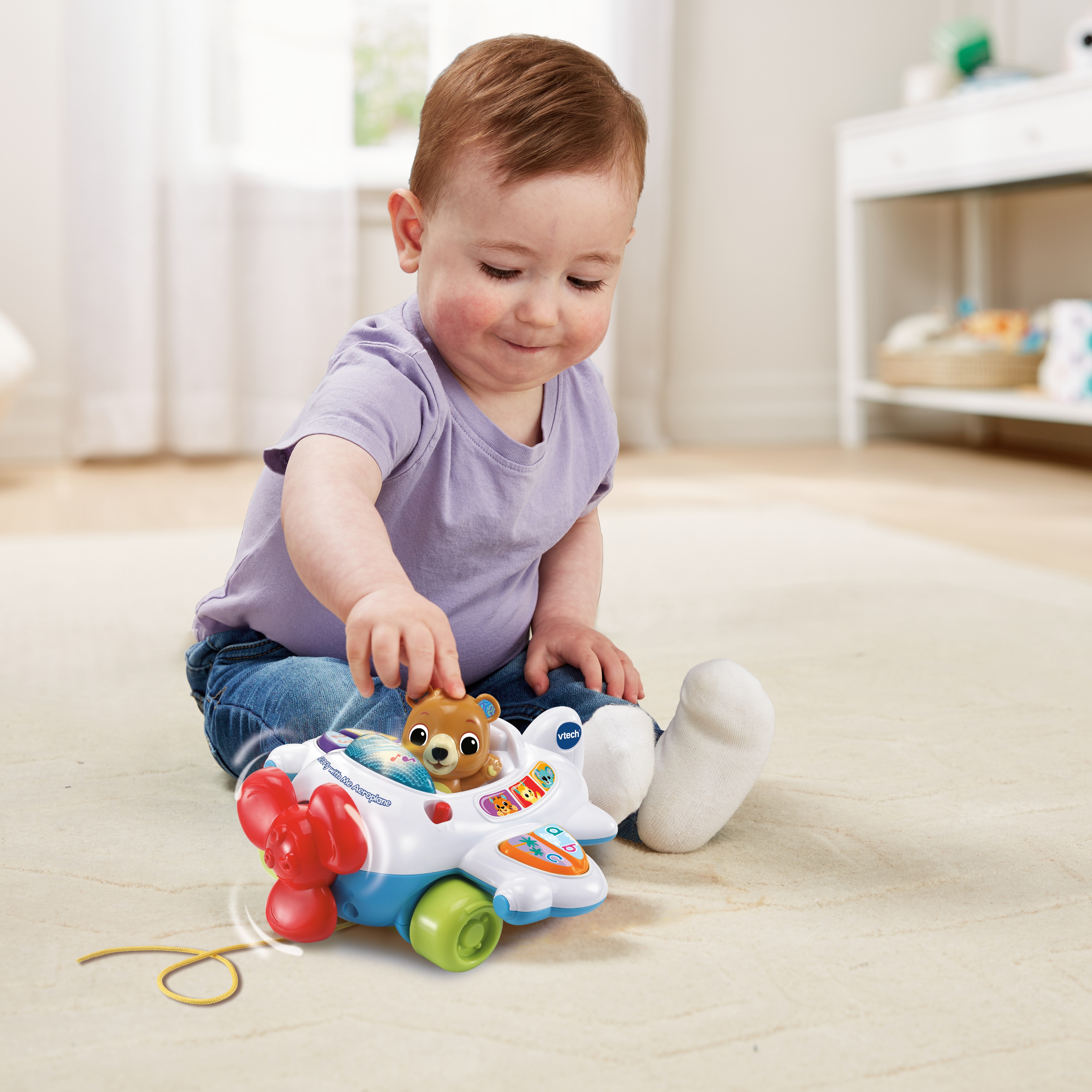 Juego interactivo Avión infantil de arrastre Lolo Piloto Vtech 5