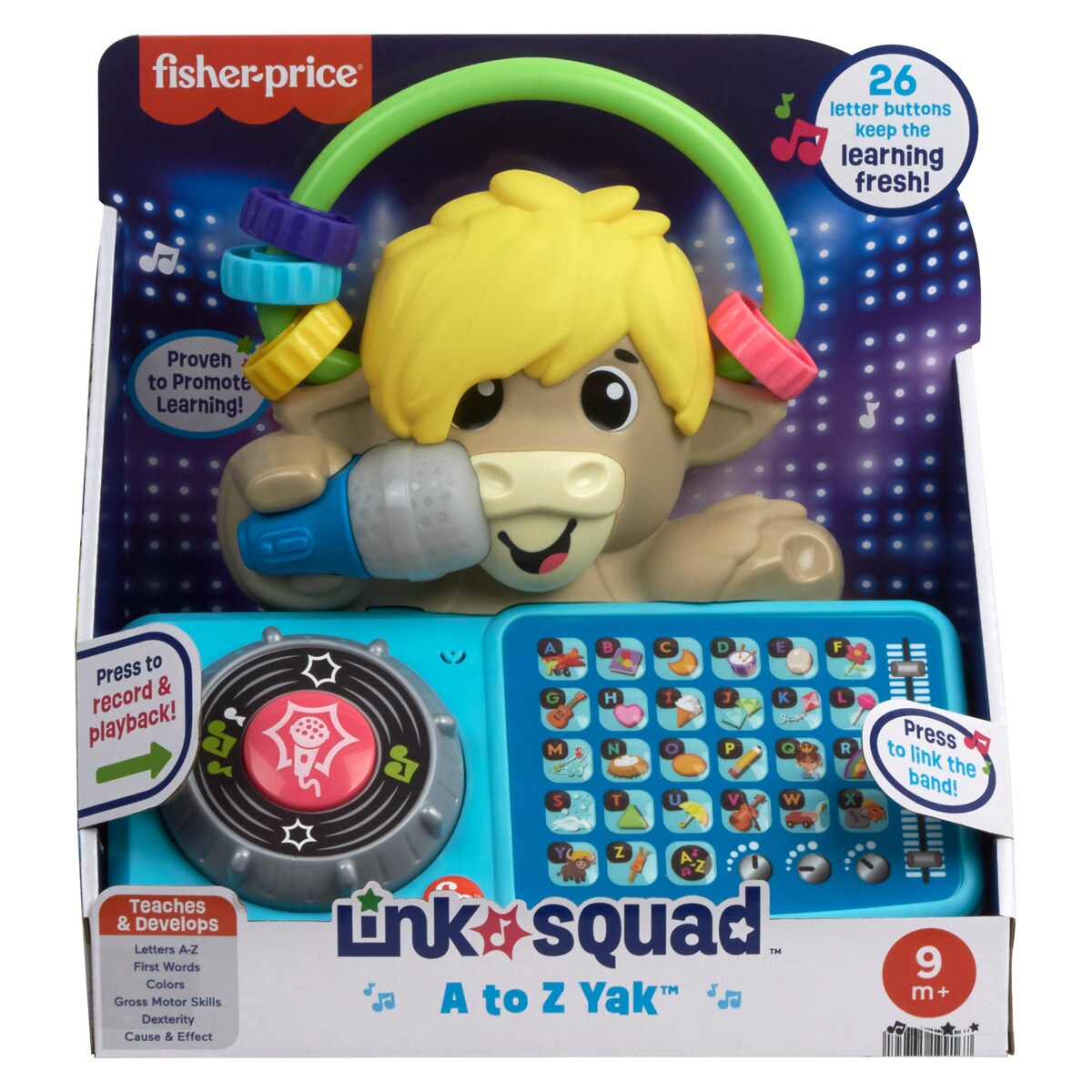 Juguete educativo Yak con mesa de mezclas de DJ Link Squad A to Z Yak Fisher-Price 7