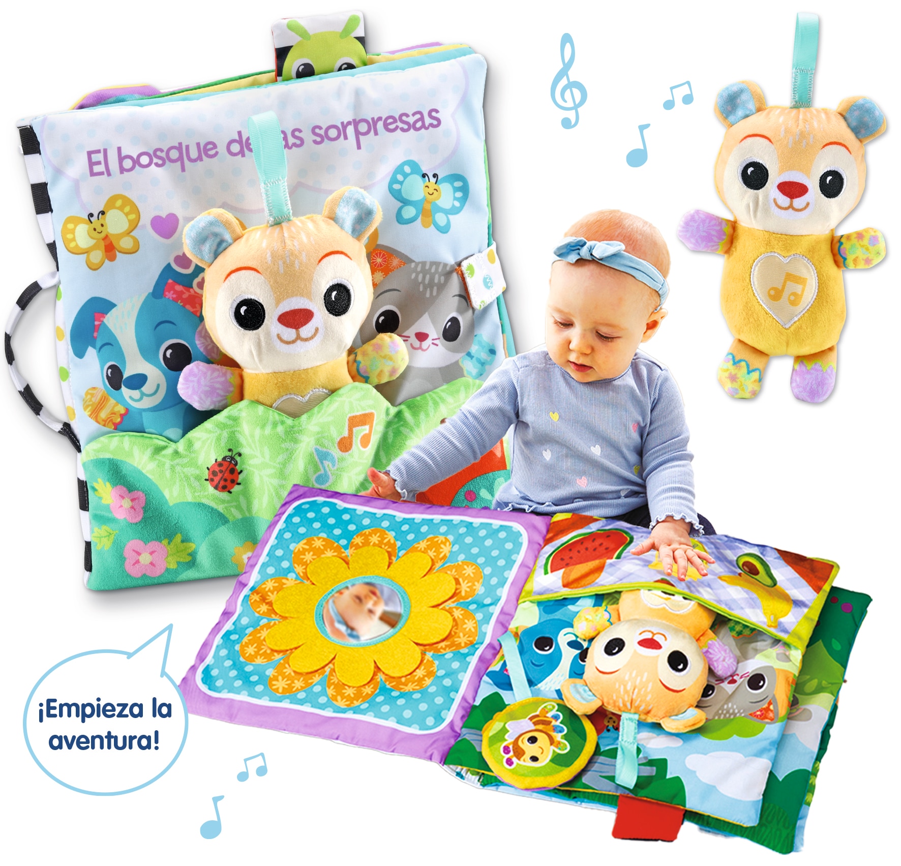 Libro tela,  Suave libro interactivo  infantil. Azul-3