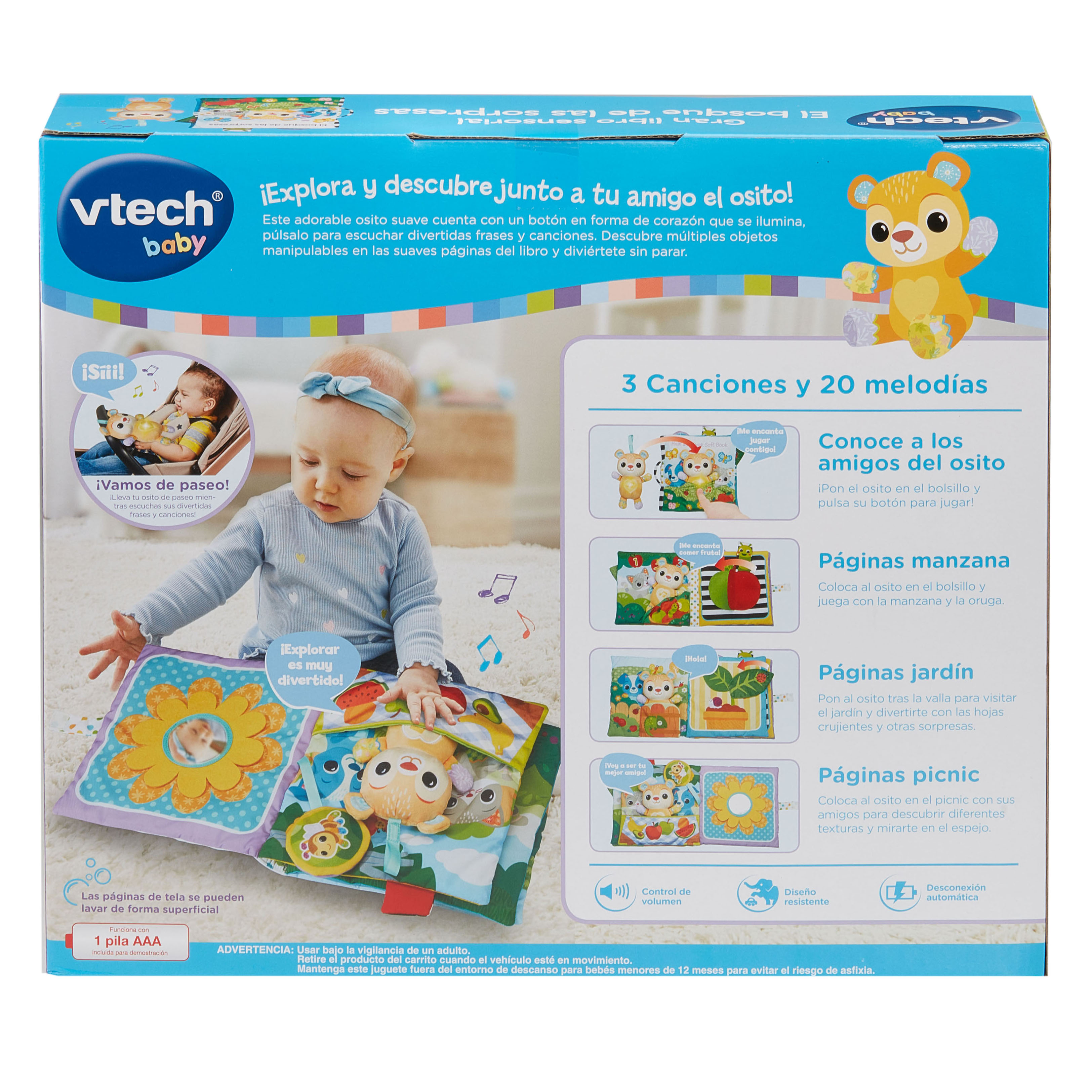 Libro tela,  Suave libro interactivo  infantil. Azul-6