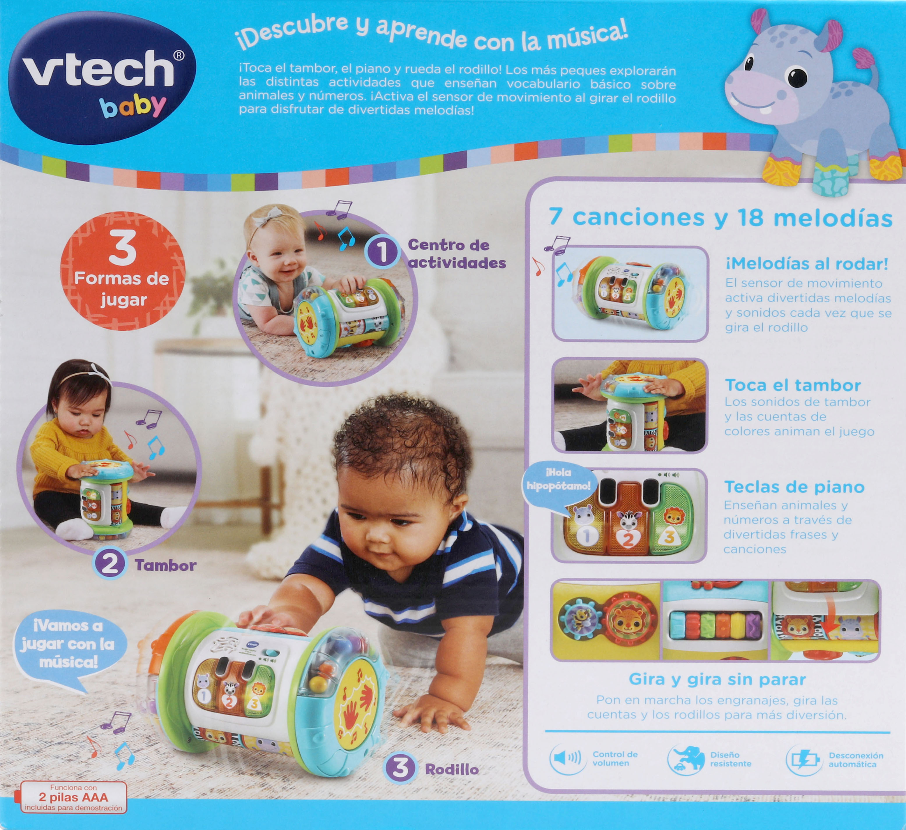 Rodillo interactivo 3 en 1: rodillo, tambor y centro de actividades Vtech 6