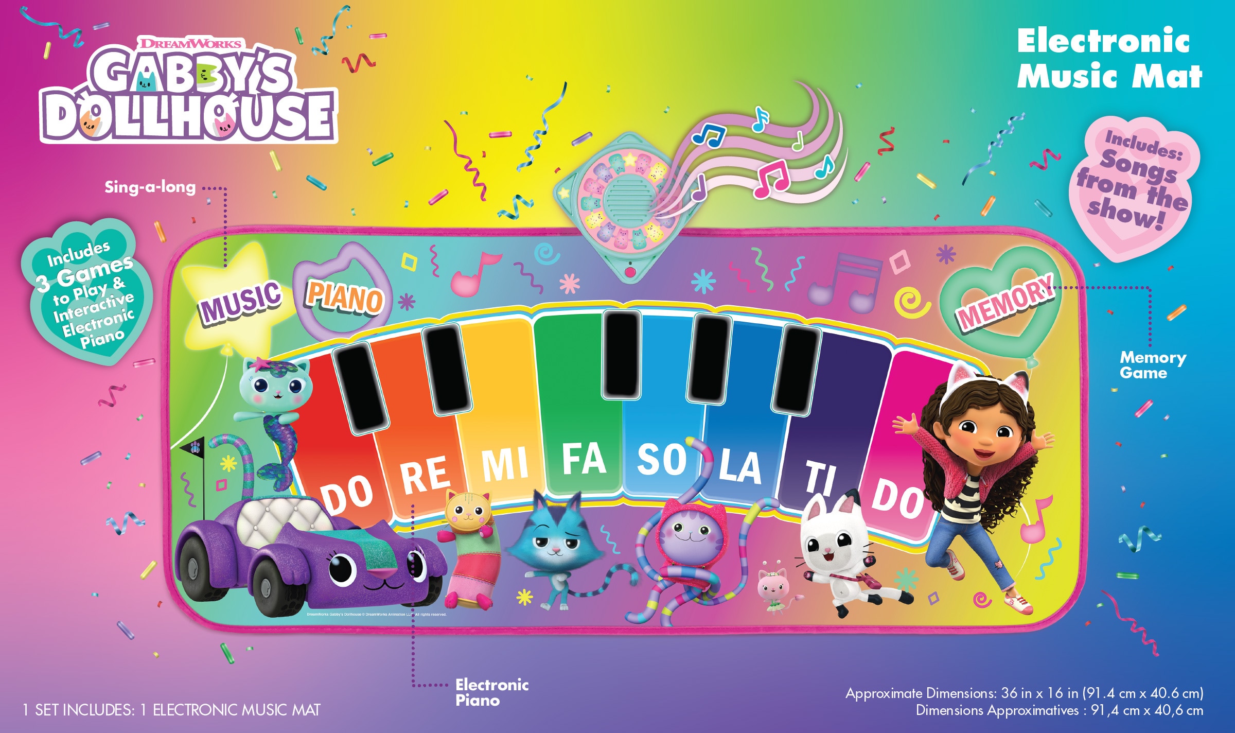Alfombra Musical Piano Gabby con 3 Modos de Juegos y Sonidos Gabby´s Dollhouse Jakks Pacific 6