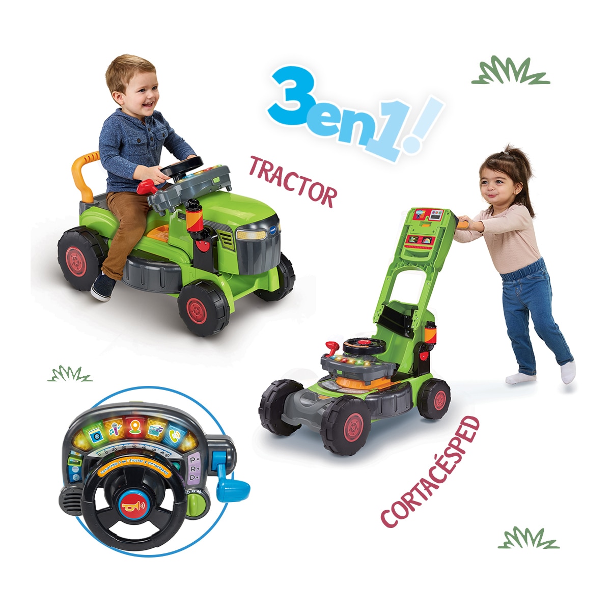 Tractor 3 en 1 evolutivo que crece con el niño Vtech Verde-2