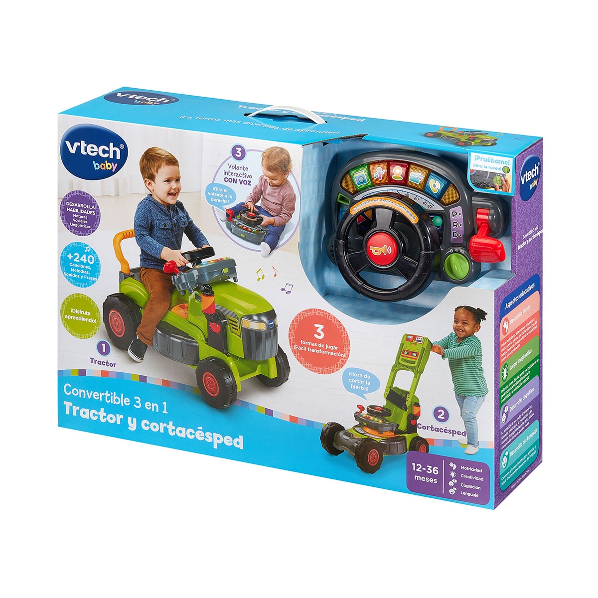 Tractor 3 en 1 evolutivo que crece con el niño Vtech Verde-6