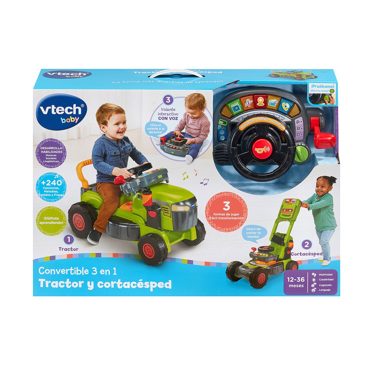 Tractor 3 en 1 evolutivo que crece con el niño Vtech Verde-9