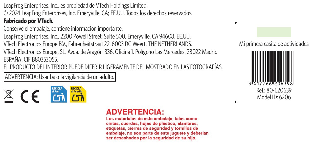 Mi primera Casita de actividades con 6 lados de actividades diferentes Vtech 5