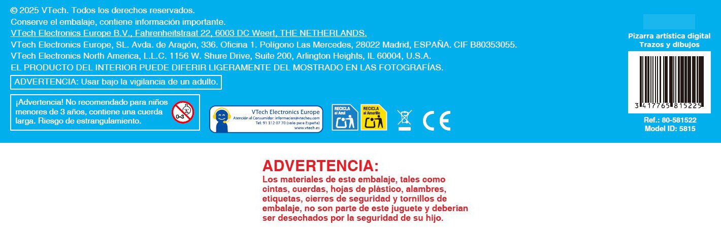 Pizarra artística digital trazos y dibujos Vtech 8