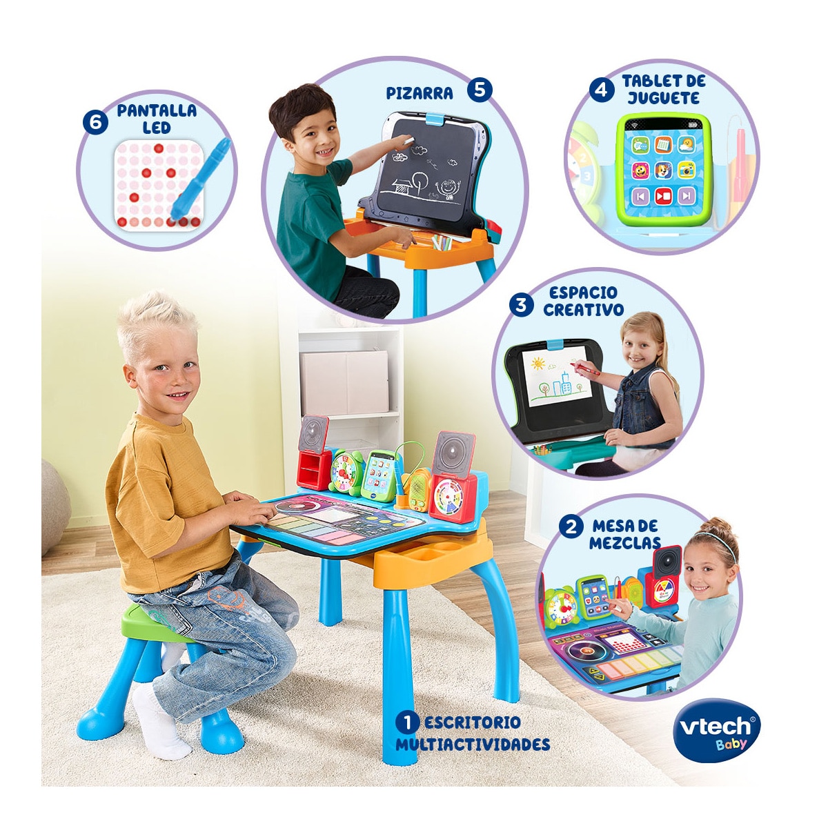 Escritorio multiactividades 6 en 1 crea y aprende Vtech 6