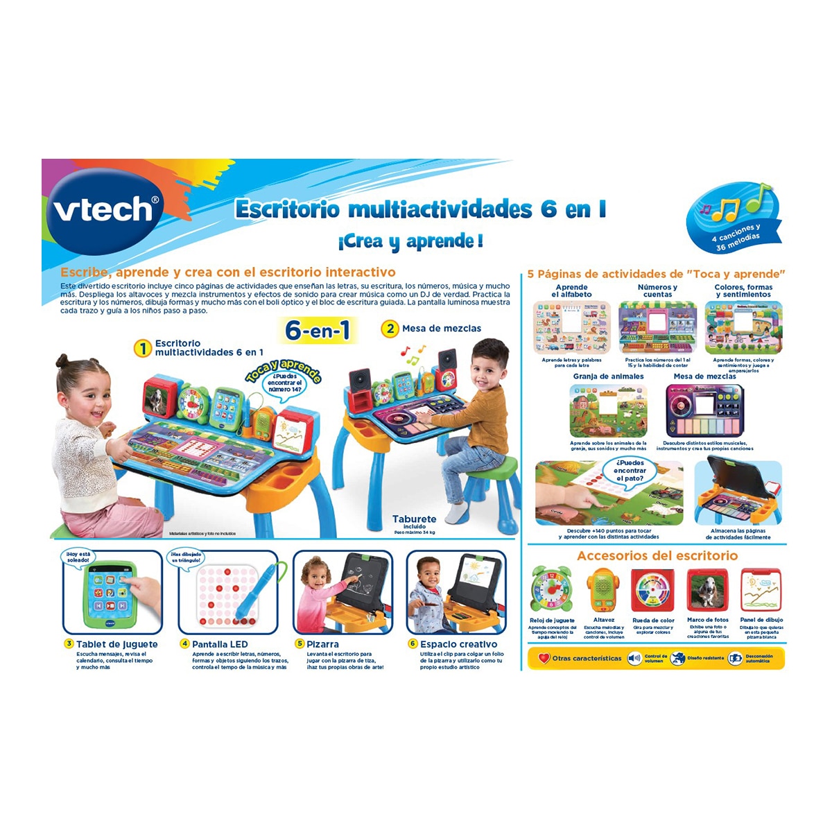 Escritorio multiactividades 6 en 1 crea y aprende Vtech 9