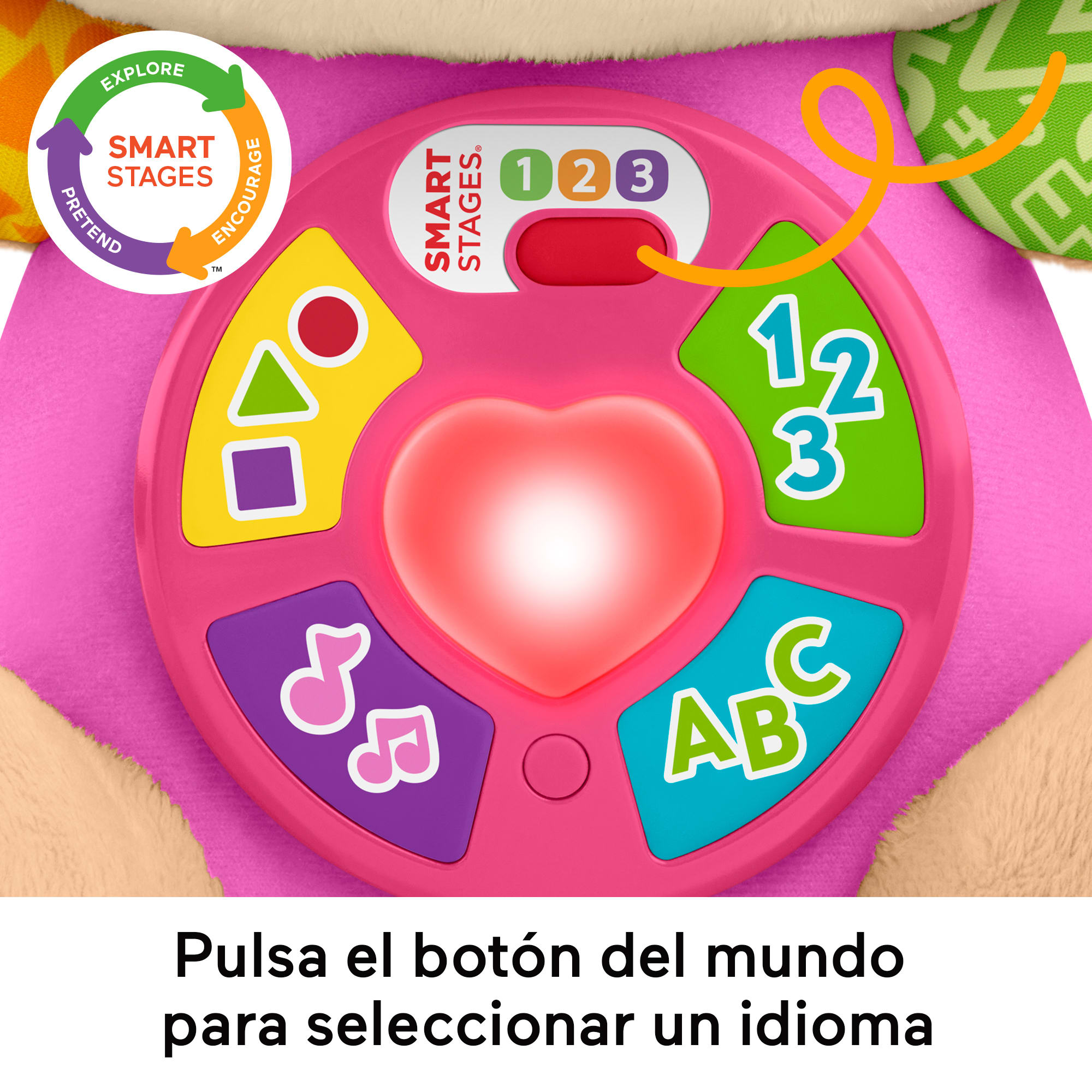 Peluche interactivo Ríe y aprende Peluche perrita Fisher-Price Rosa-4