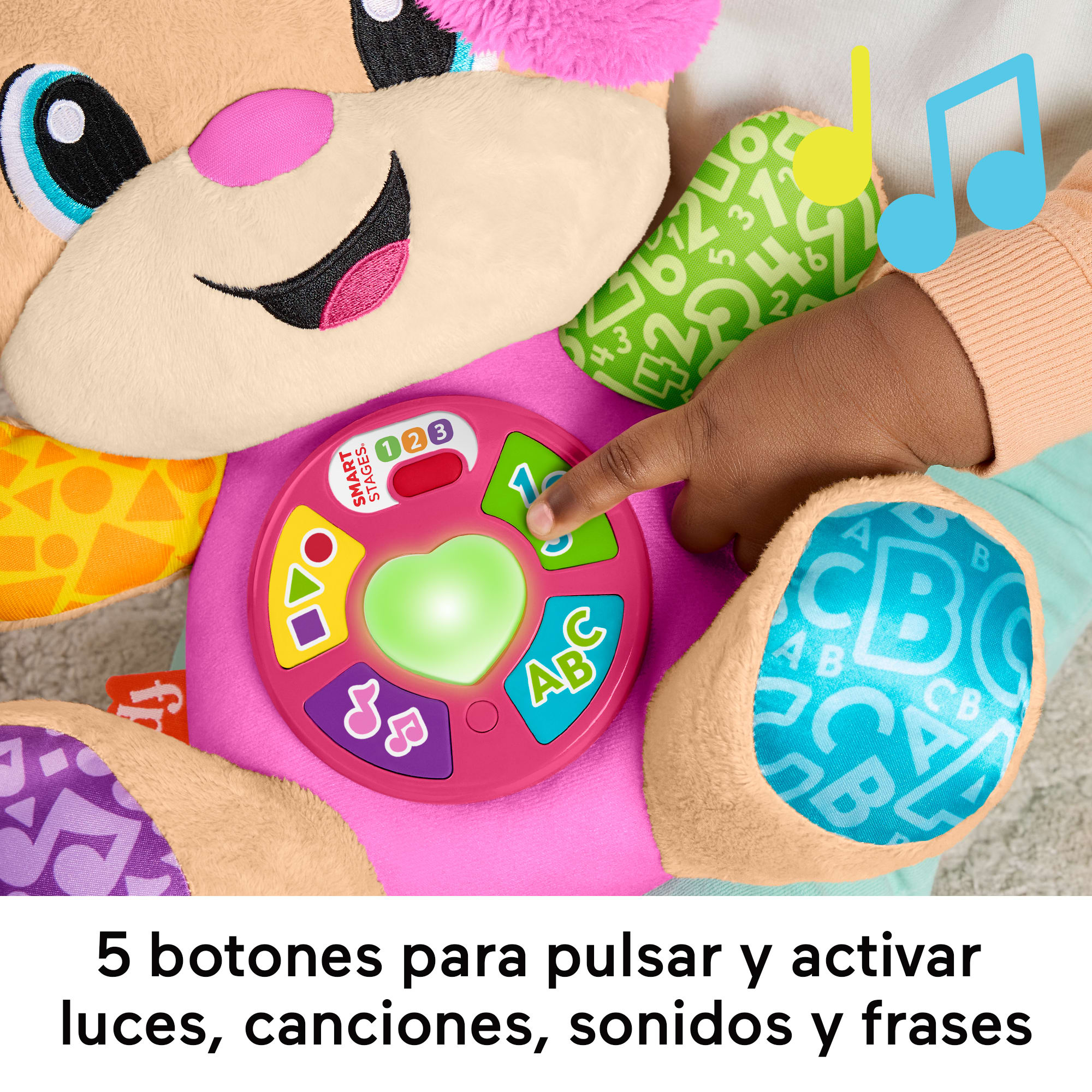 Peluche interactivo Ríe y aprende Peluche perrita Fisher-Price Rosa-5