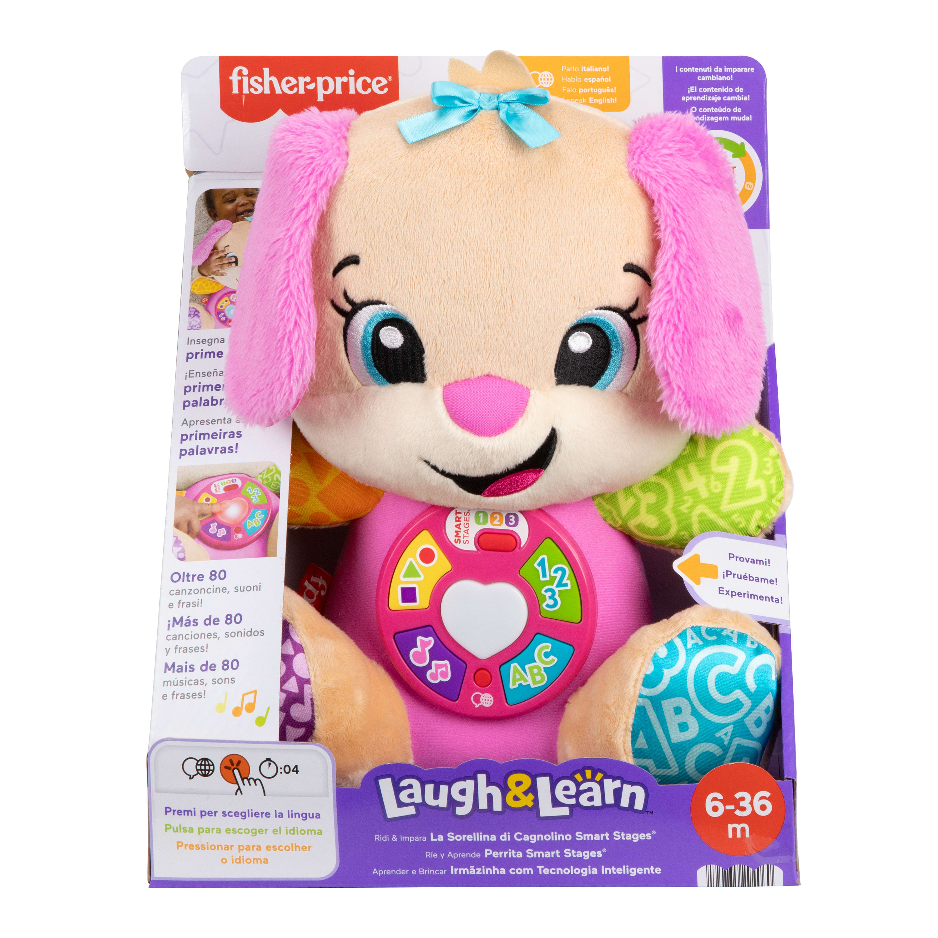 Peluche interactivo Ríe y aprende Peluche perrita Fisher-Price Rosa-7