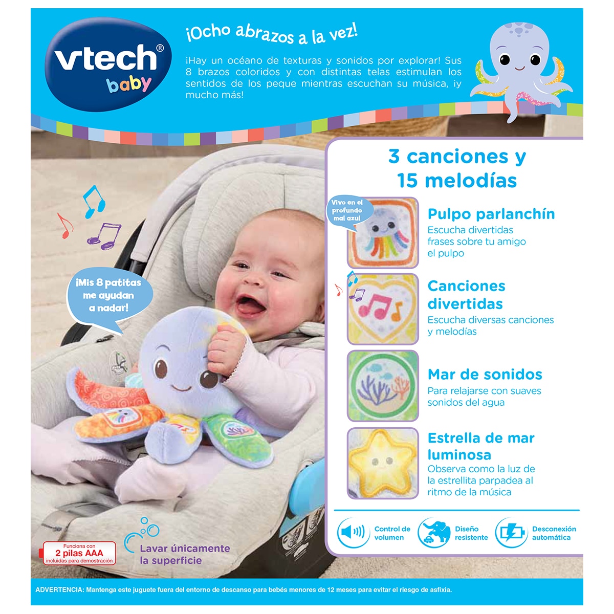 Peluche de colores pulpito patitas Vtech 5
