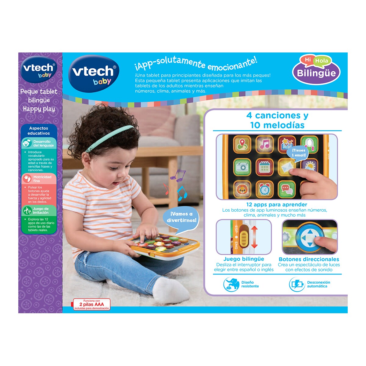 Peque tablet bilingüe Happy play Vtech 6