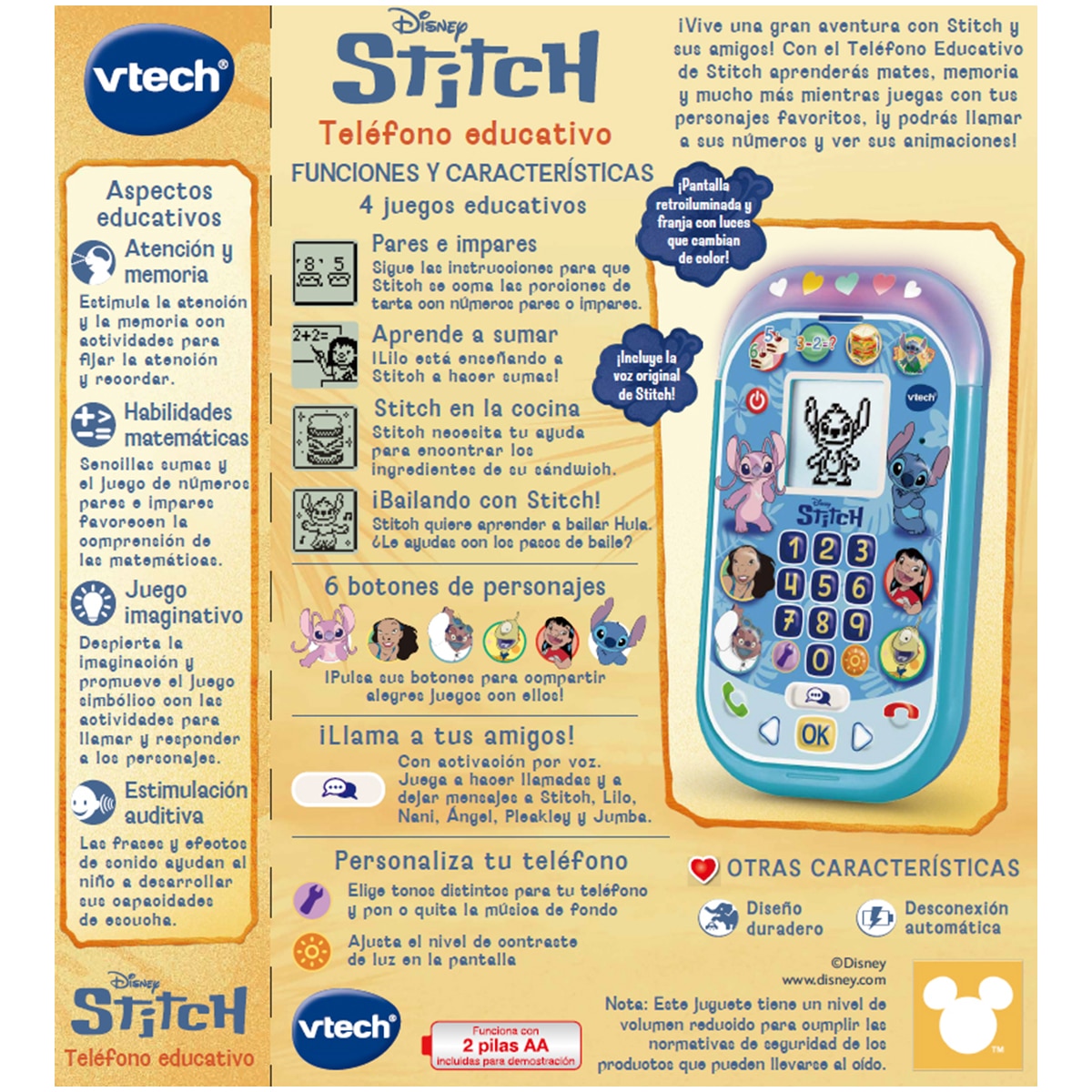 Teléfono educativo de Stitch Vtech 5