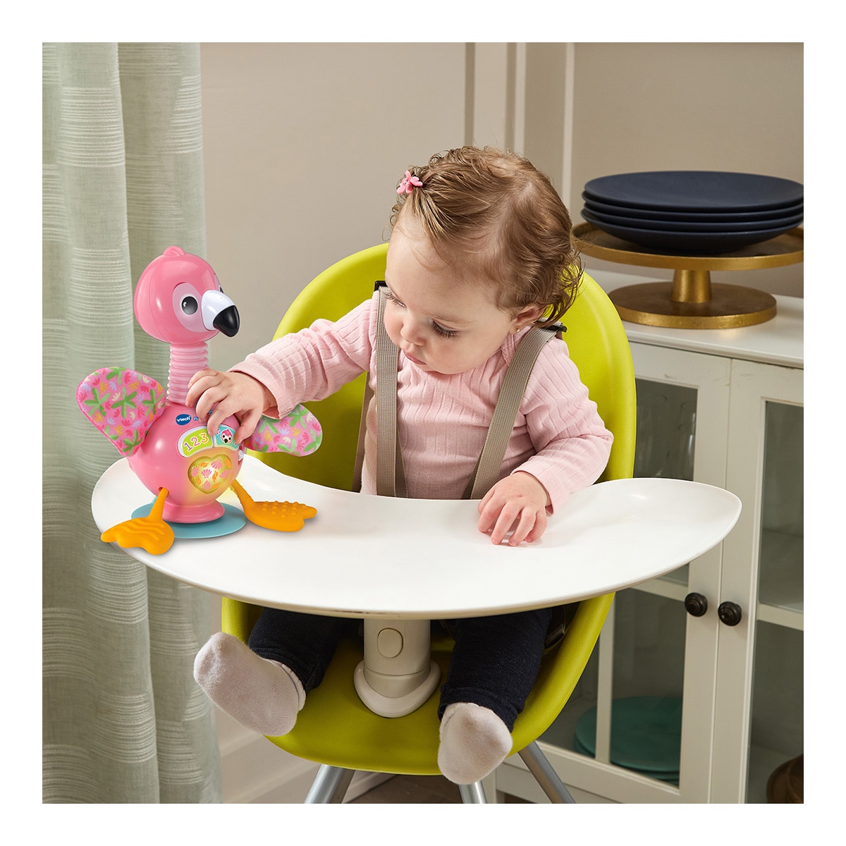 Juguete interactivo de con ventosa para la trona, con diferentes elementos para manipular Vtech 3