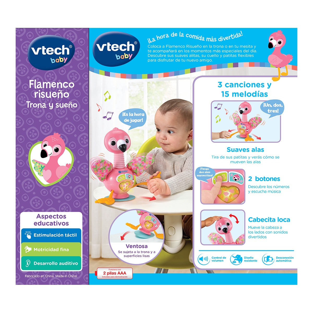 Juguete interactivo de con ventosa para la trona, con diferentes elementos para manipular Vtech 5