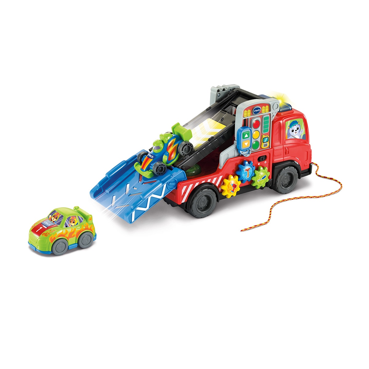 Trailer portacoches interactivo de con diferentes actividades y formas de juego Vtech 3