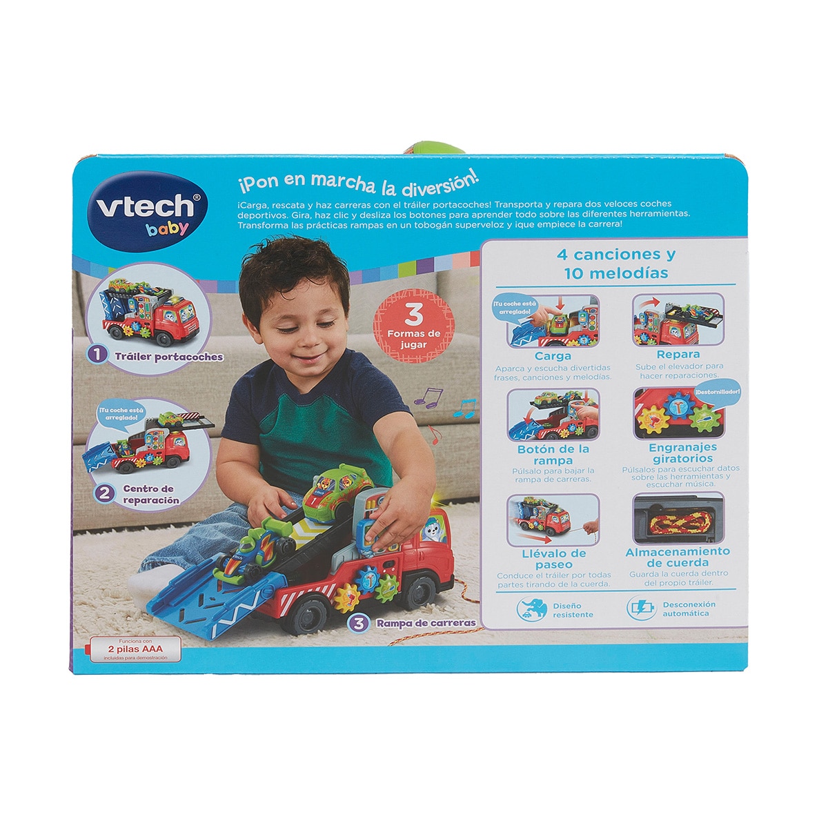Trailer portacoches interactivo de con diferentes actividades y formas de juego Vtech 6