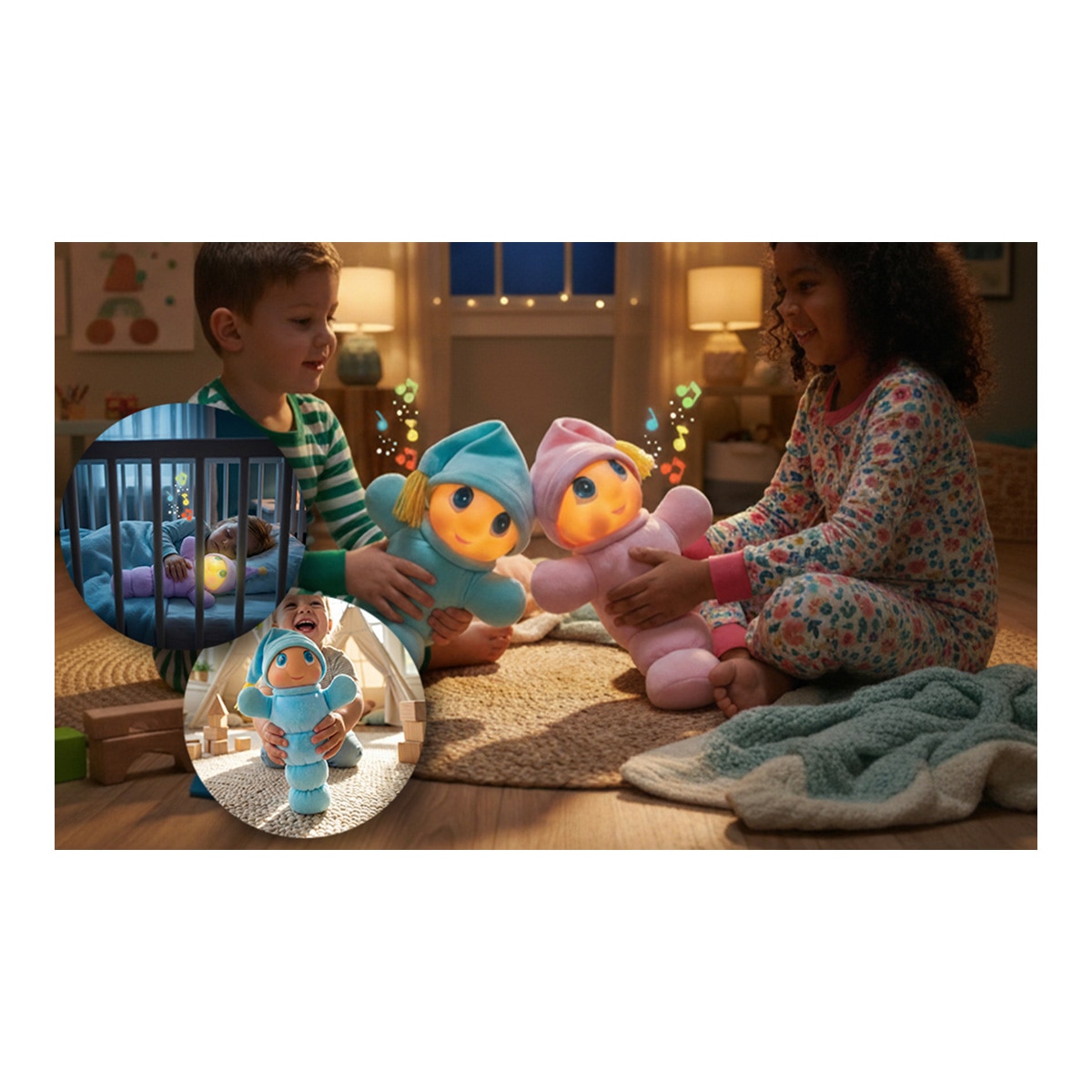 Peluche gusyluz arcoiris azul con luces y melodías 12