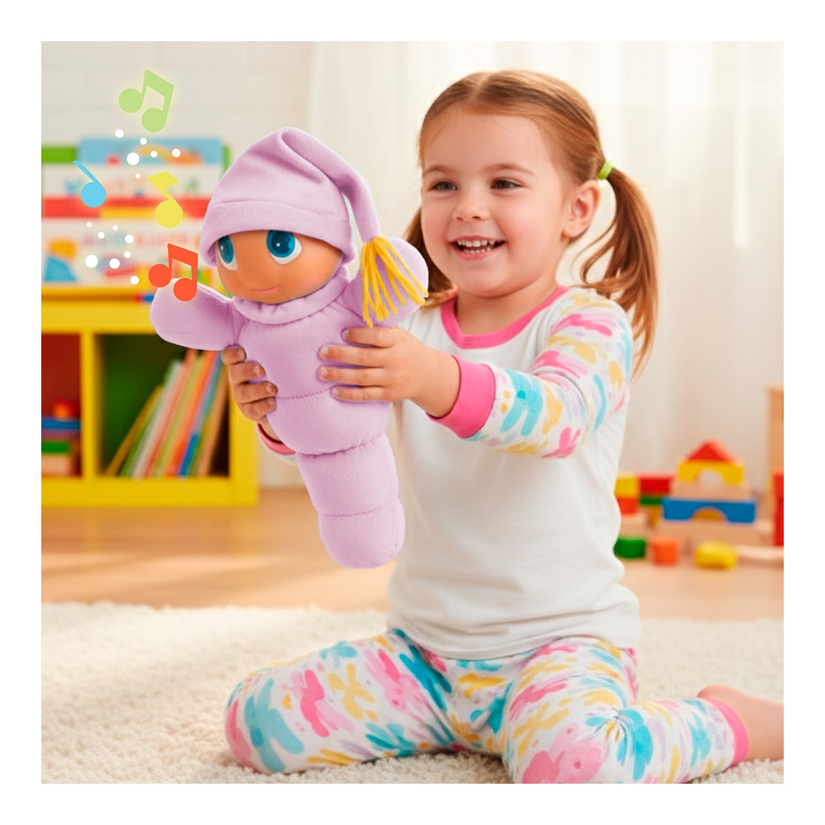 Peluche gusyluz arcoiris azul con luces y melodías 7