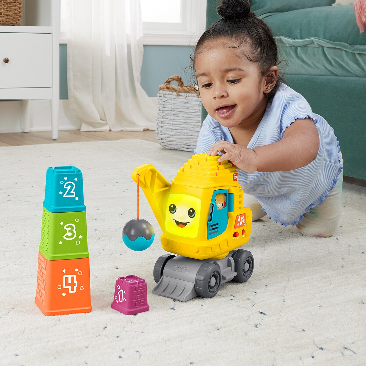 Brinquedo de construção de guindaste de contagem e empilhamento Fisher-Price 4