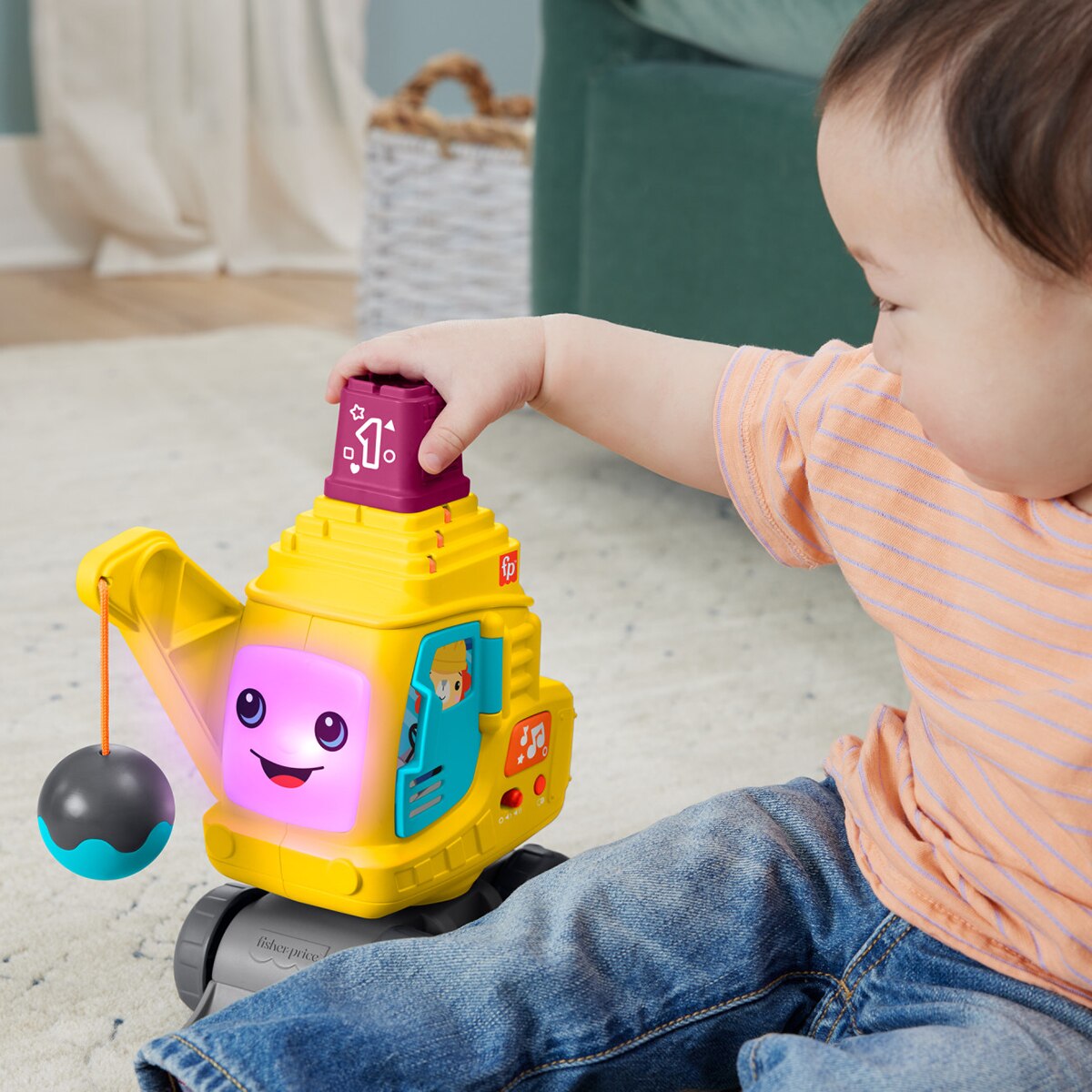Brinquedo de construção de guindaste de contagem e empilhamento Fisher-Price 5