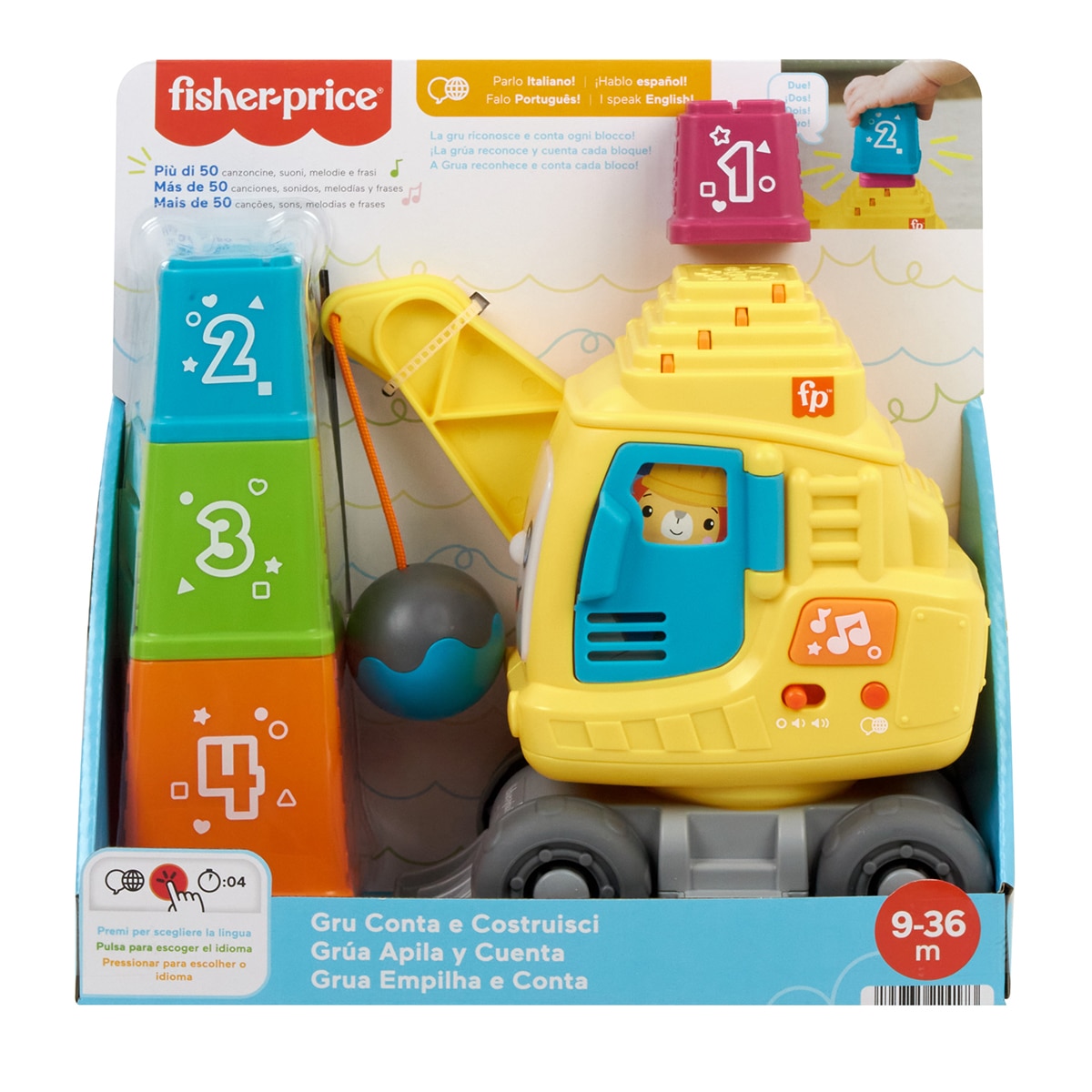 Brinquedo de construção de guindaste de contagem e empilhamento Fisher-Price 6