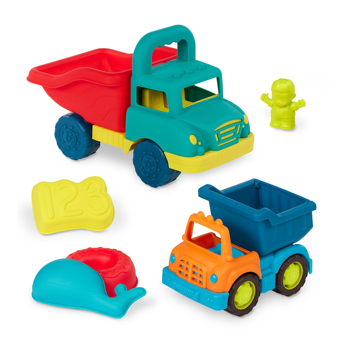 Set 2 Camiones Volquete con Figura & Moldes B.Toys 6