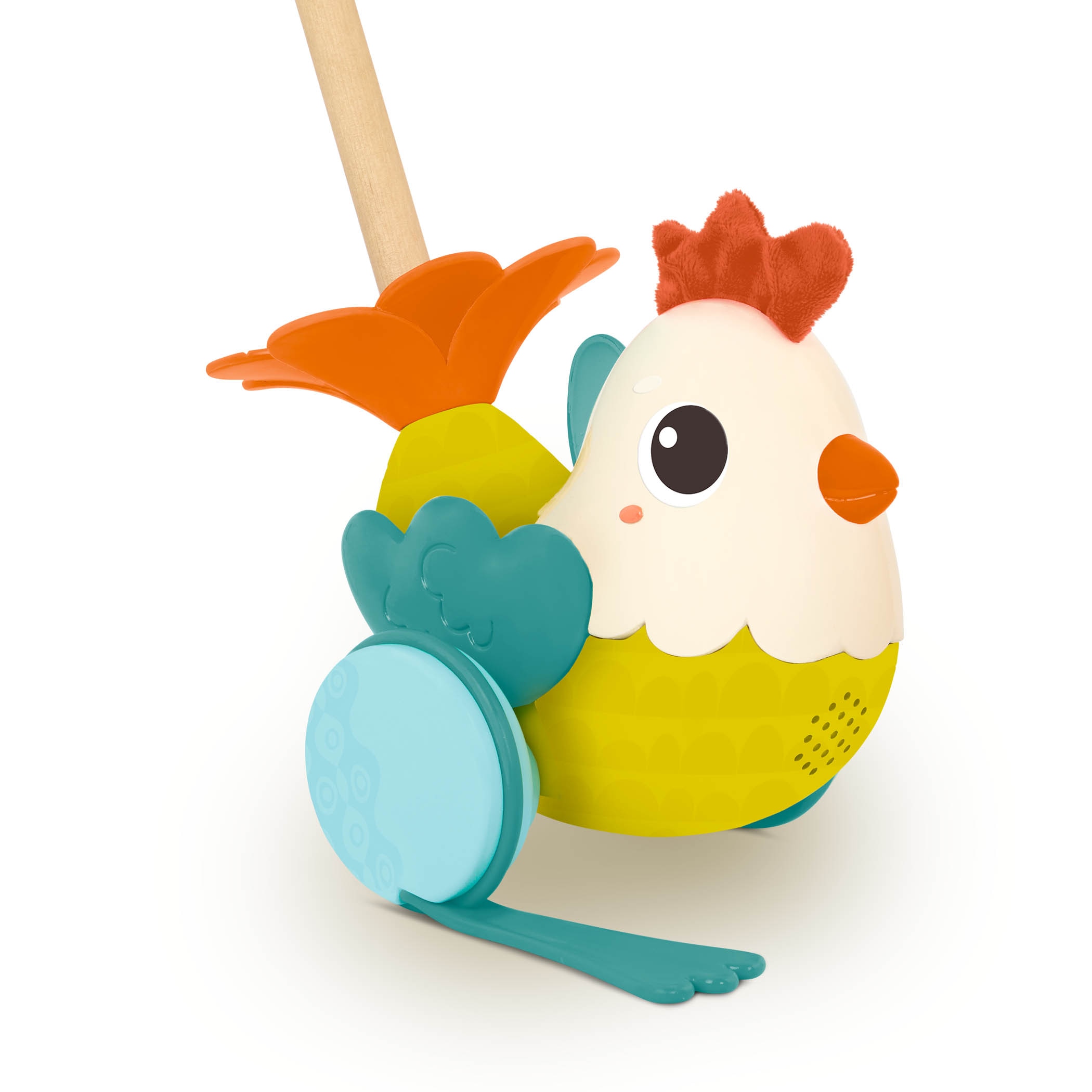 Gallina con palo madera para empujar B Toys 4