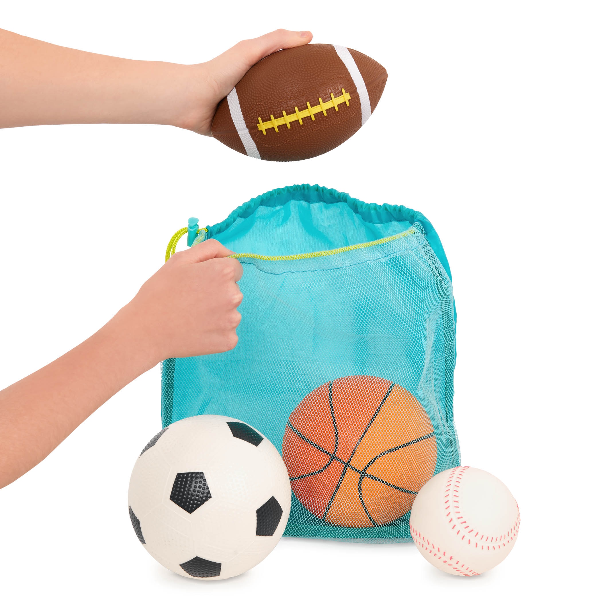 Juego de 4 pelotas (futbol, baloncesto, rugby y beisbol) B Toys 2