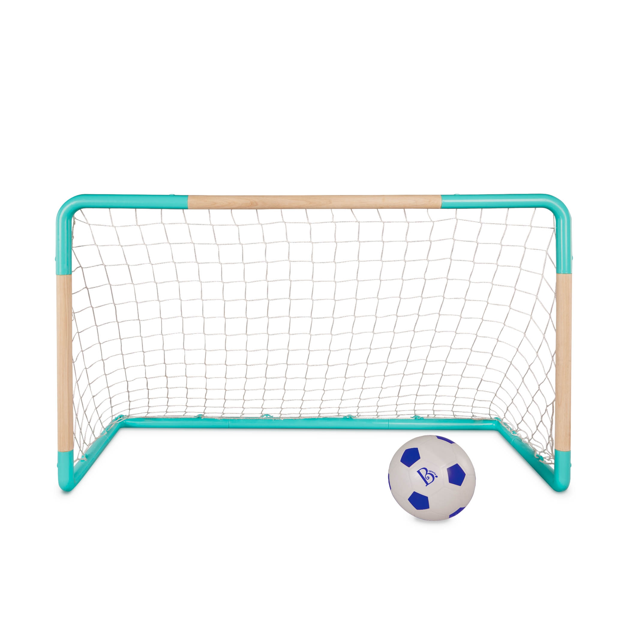 Set de porteria con barras de madera, balon e inflador B toys 2