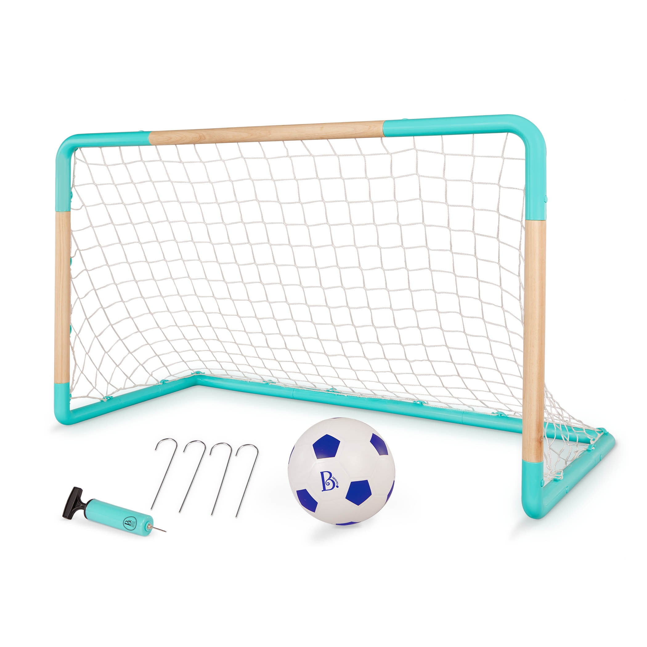 Set de porteria con barras de madera, balon e inflador B toys 16