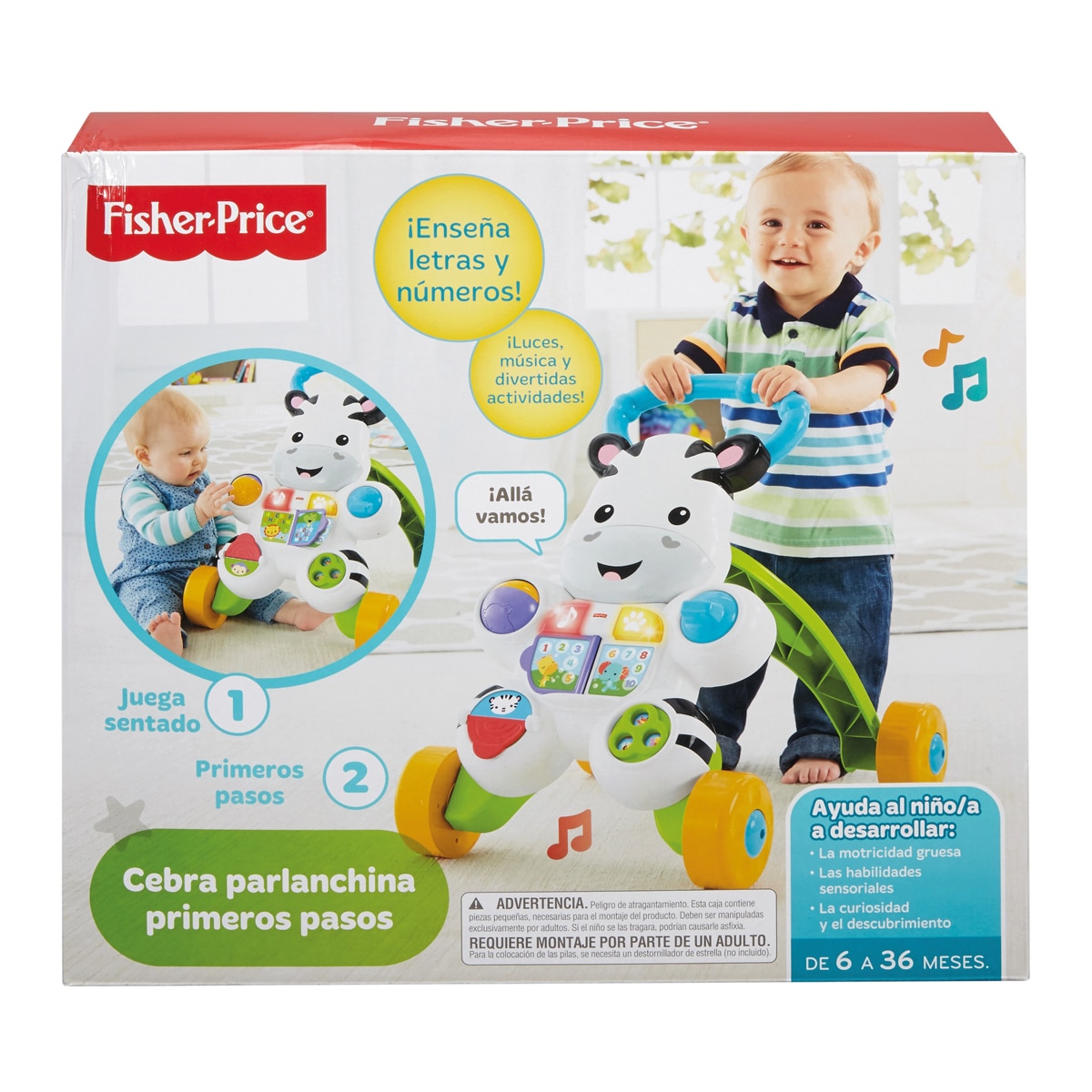 Andador correpasillos bebé Cebra parlanchina primeros paso Fisher-Price 3