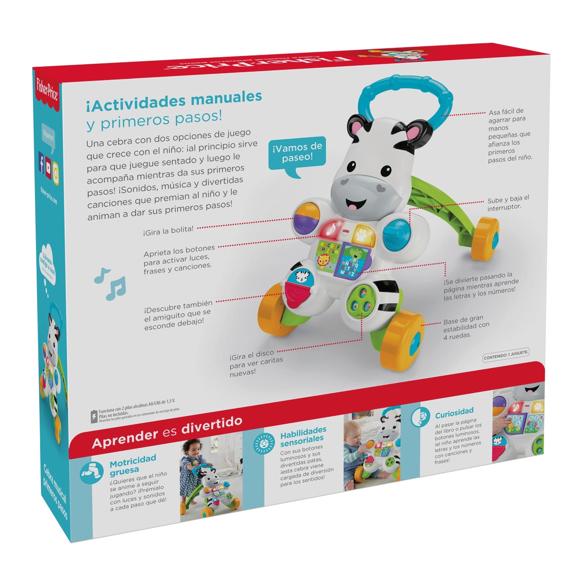 Andador correpasillos bebé Cebra parlanchina primeros paso Fisher-Price 4