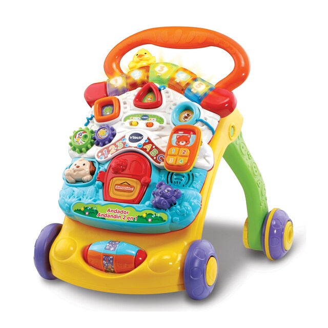 Imagen 0 de Andador Andandín 2 en 1 multicolor Correpasillos con panel de actividades extraíble, sistema frenado, plegable VTech