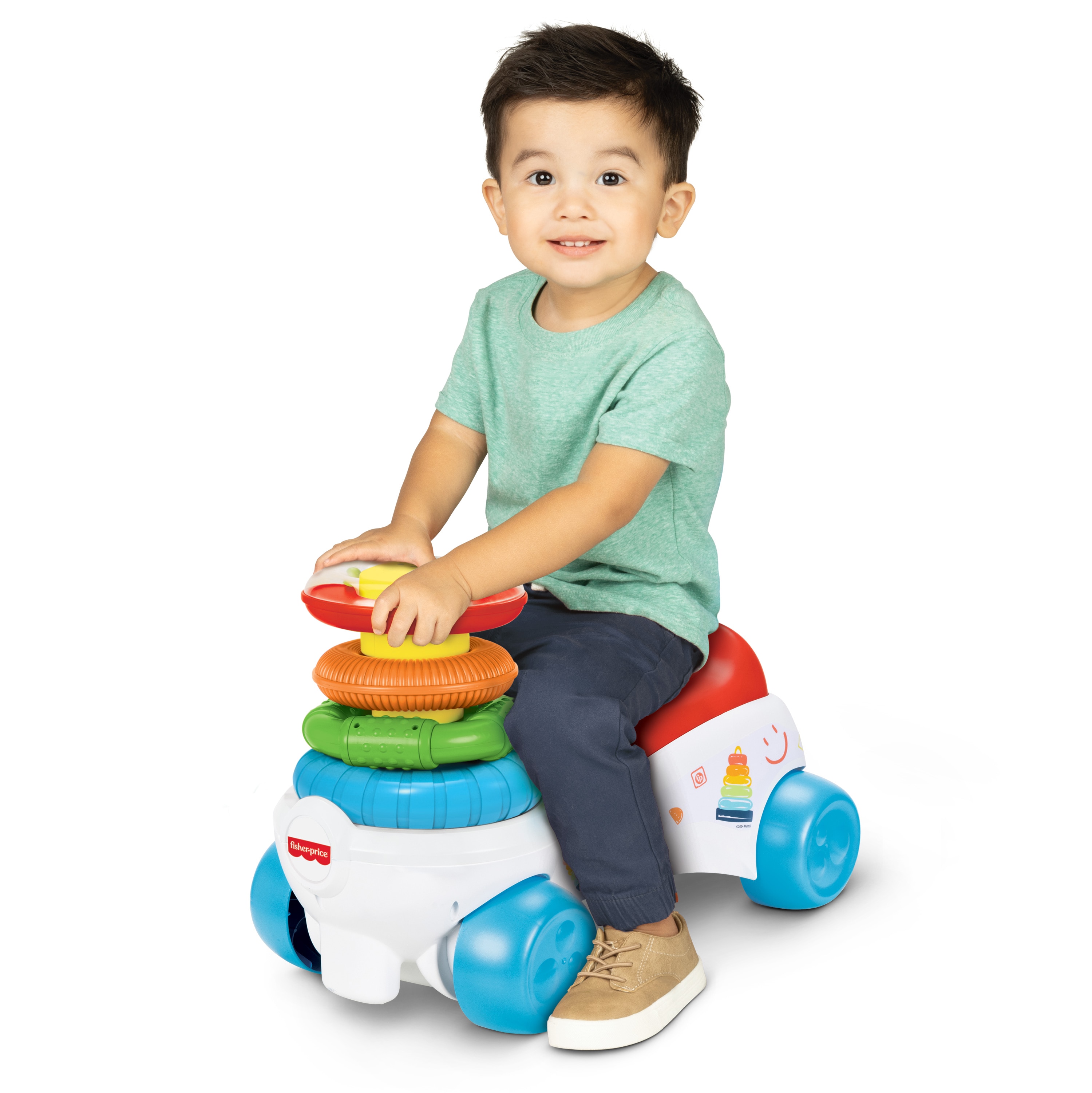 Correpasillos Rock 'n' Stack con divertida torre anillos sensoriales Fisher-Price Jakks Pacific 2