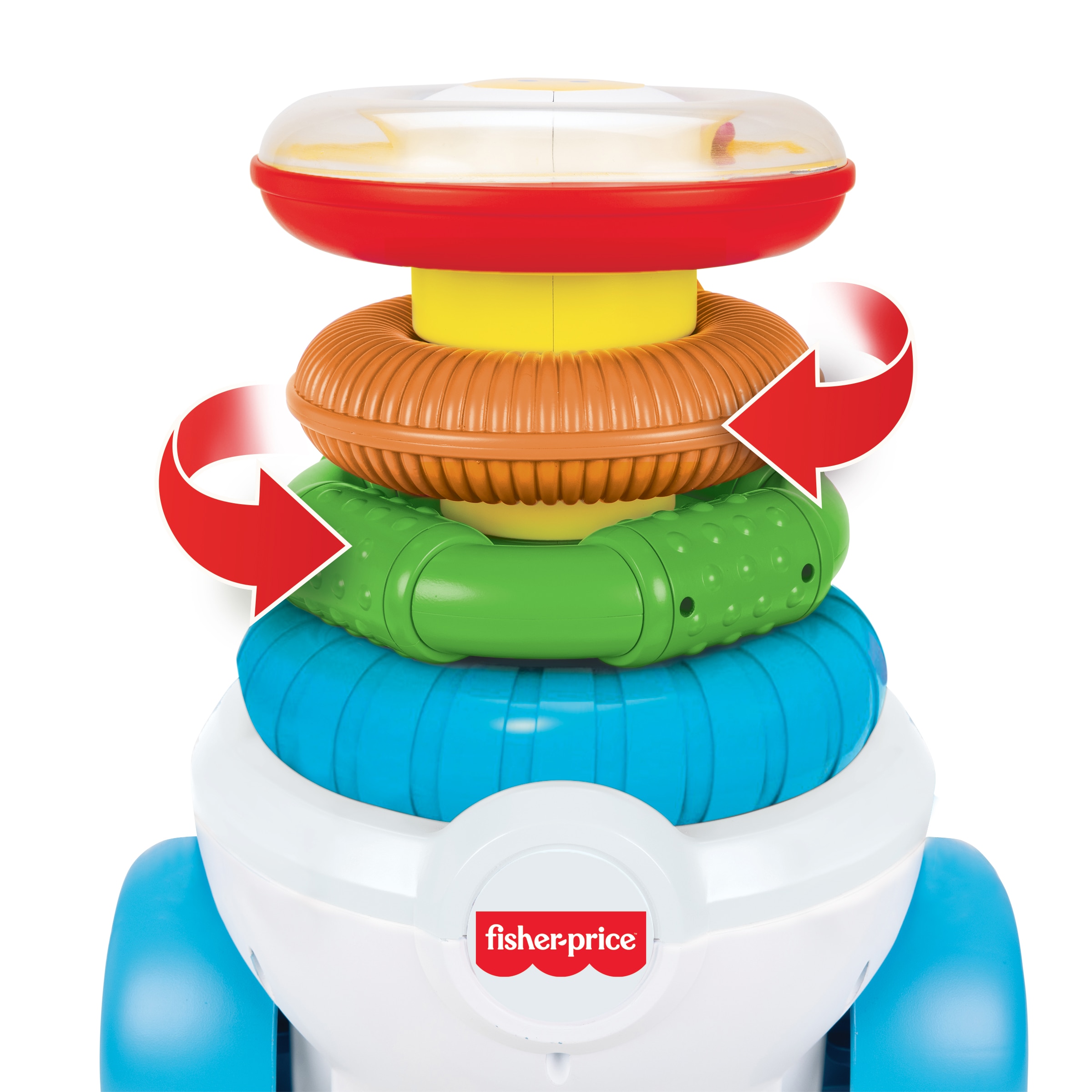 Correpasillos Rock 'n' Stack con divertida torre anillos sensoriales Fisher-Price Jakks Pacific 5