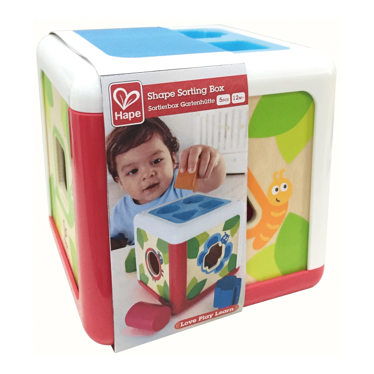 Cubo clasificador por forma juguete de madera Hape 2