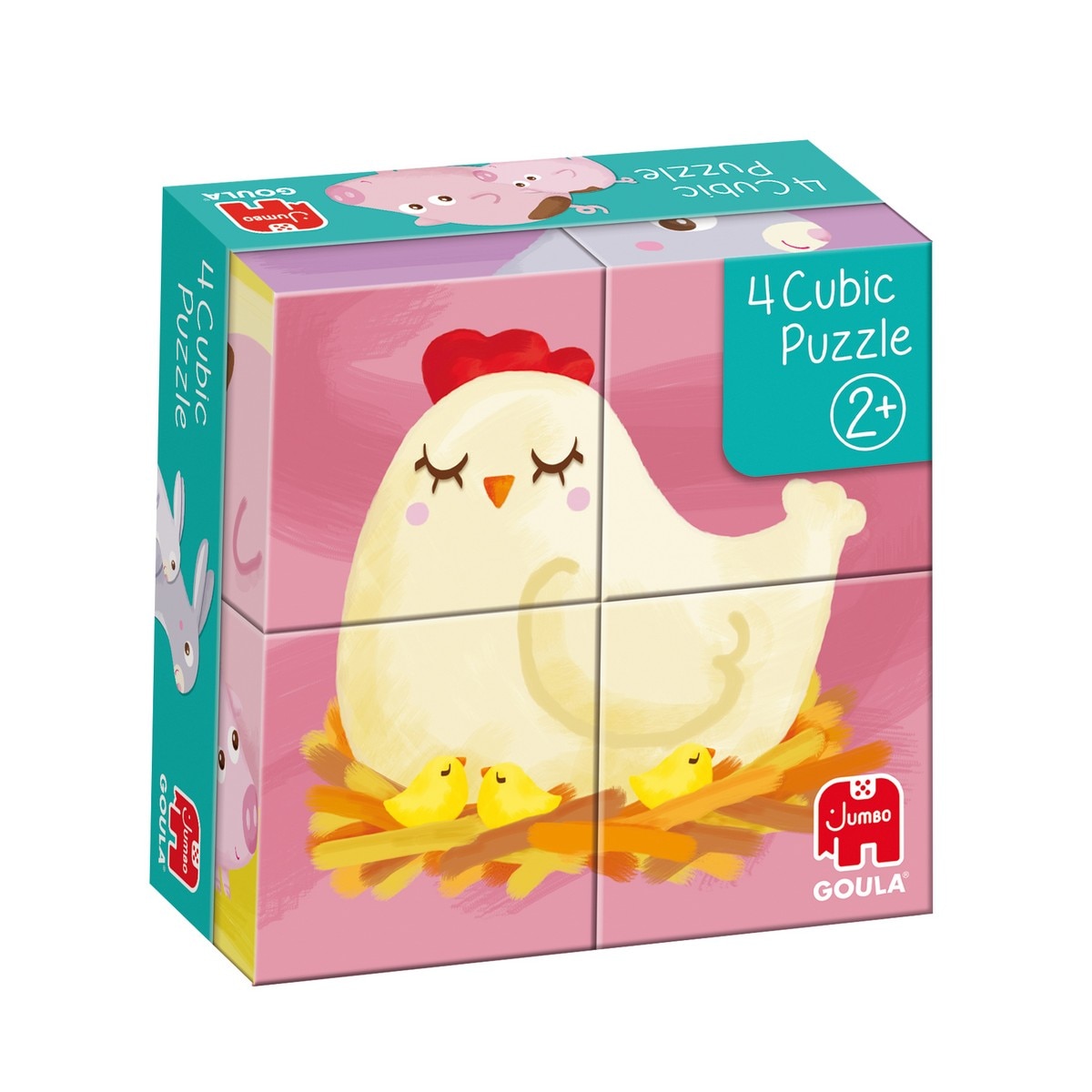 Imagen 0 de Juguete Puzzle cúbico de 4 cubos ilustrados con animales de la granja Cubic Goula