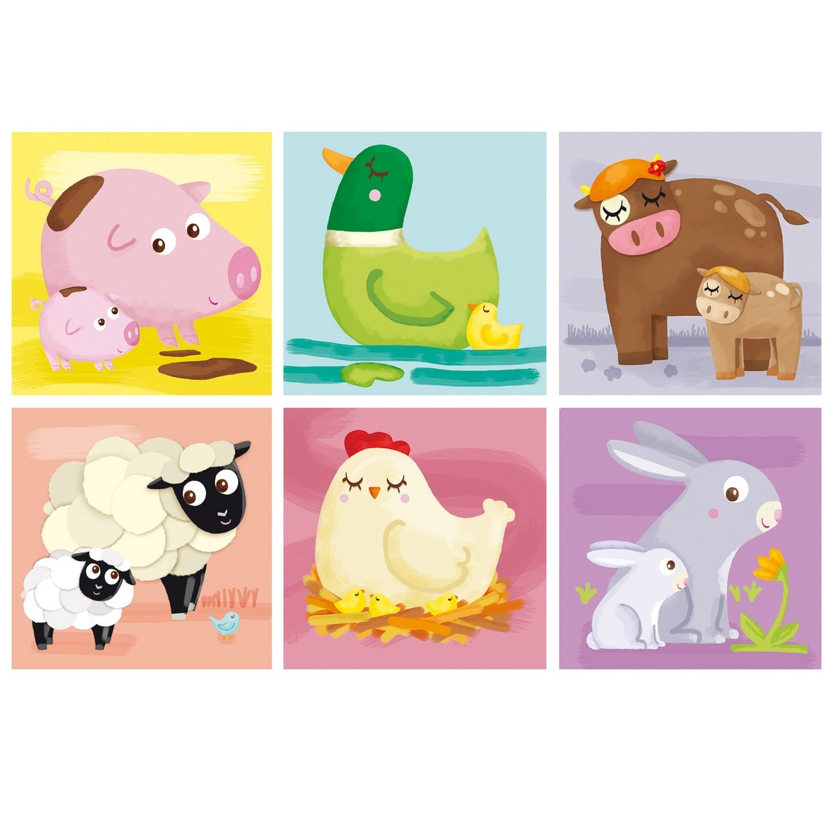 Juguete Puzzle cúbico de 4 cubos ilustrados con animales de la granja Cubic Goula 5